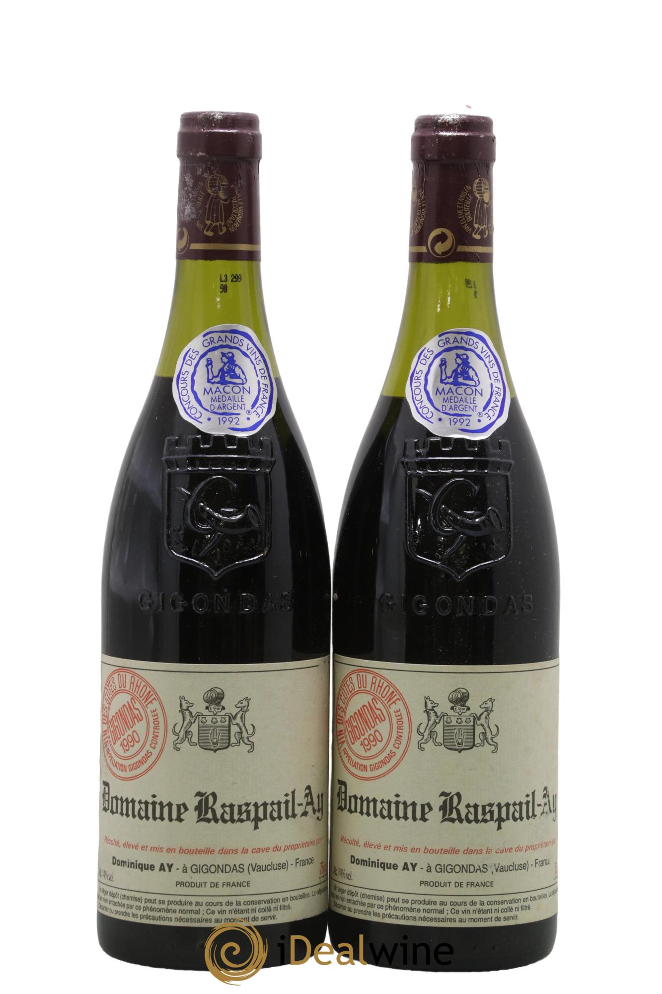 Gigondas Raspail-Ay 1990 - Lot of 2 bottles - 0