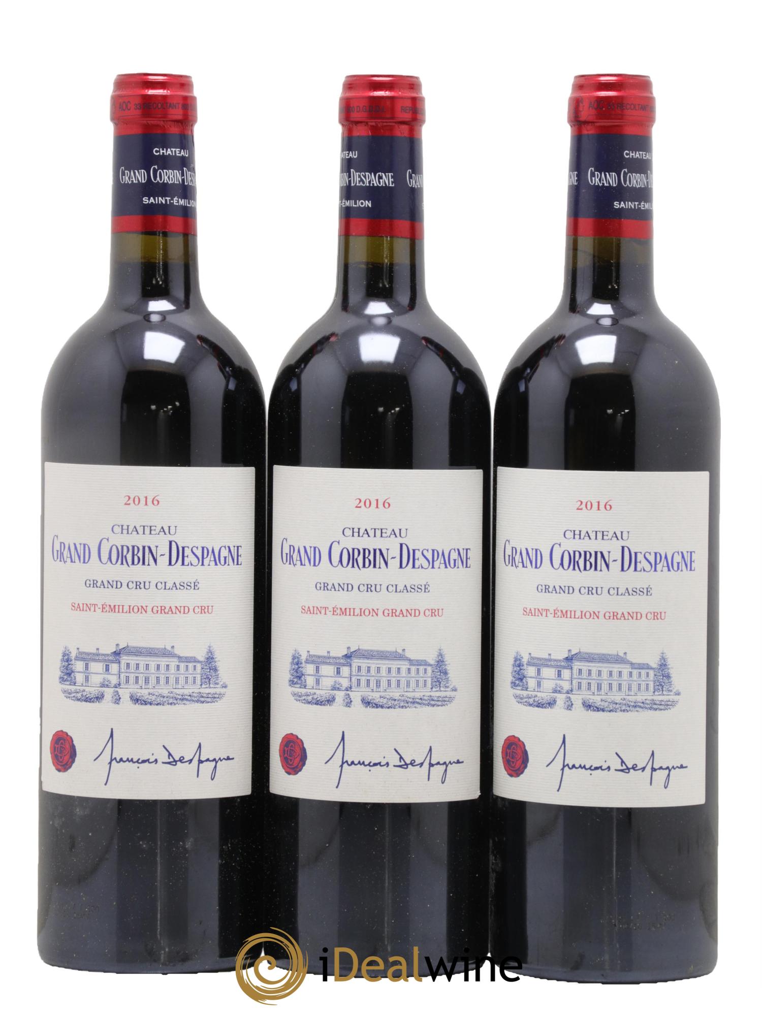 Château Grand Corbin Despagne Grand Cru Classé 2016 - Lot de 3 bouteilles - 0