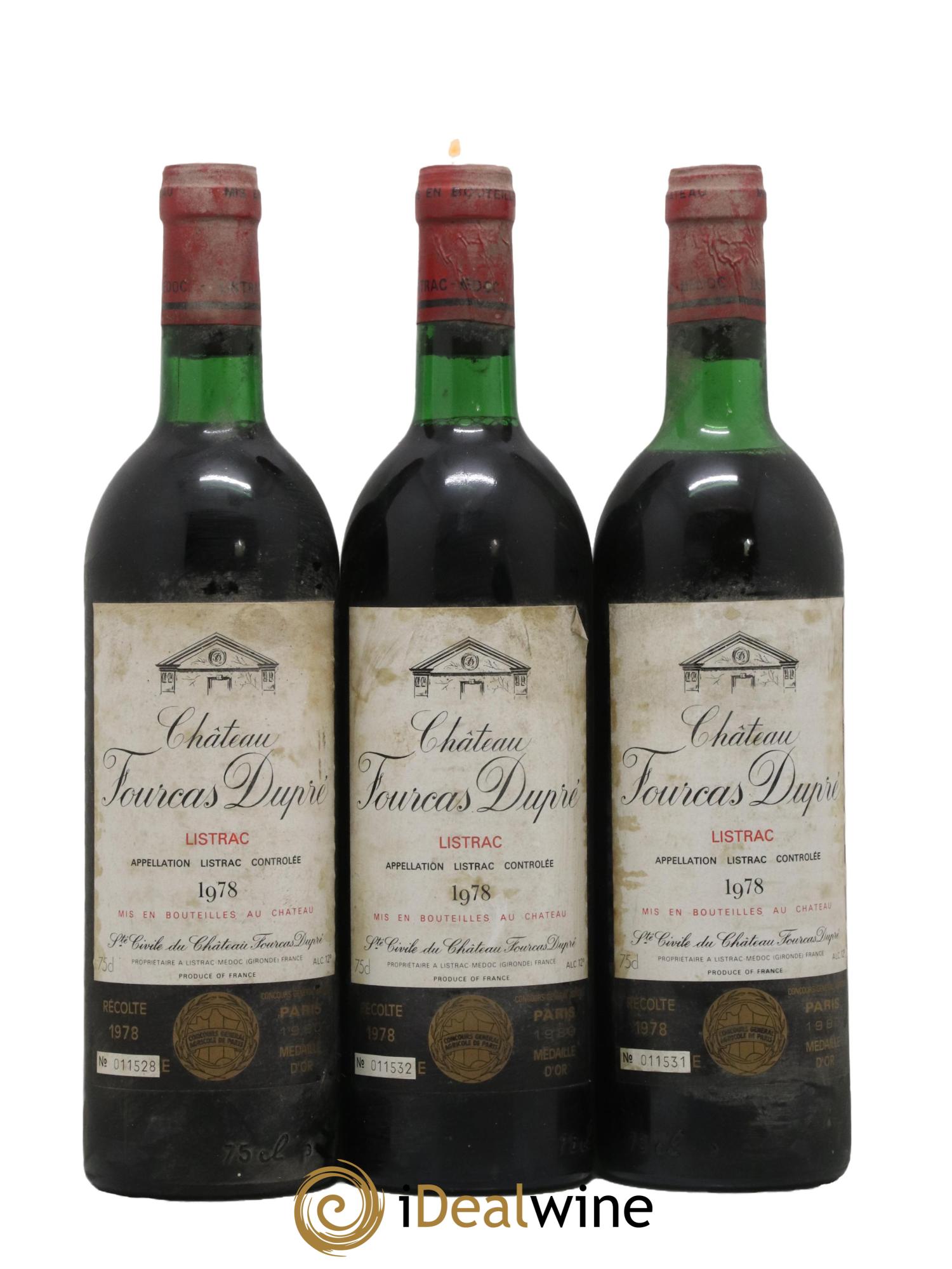 Château Fourcas Dupré 1978 - Lot de 3 bouteilles - 0