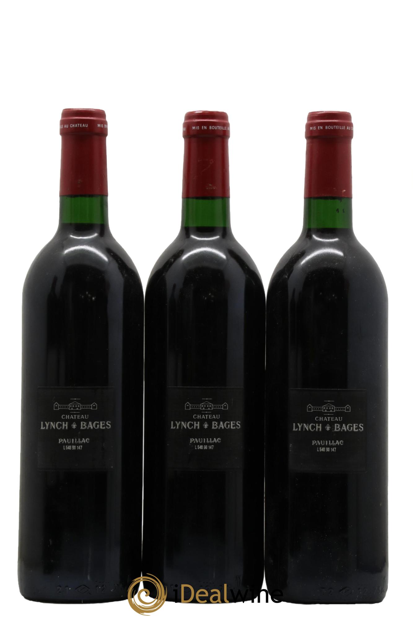 Château Lynch Bages 5ème Grand Cru Classé 1990 - Lot de 3 bouteilles - 1