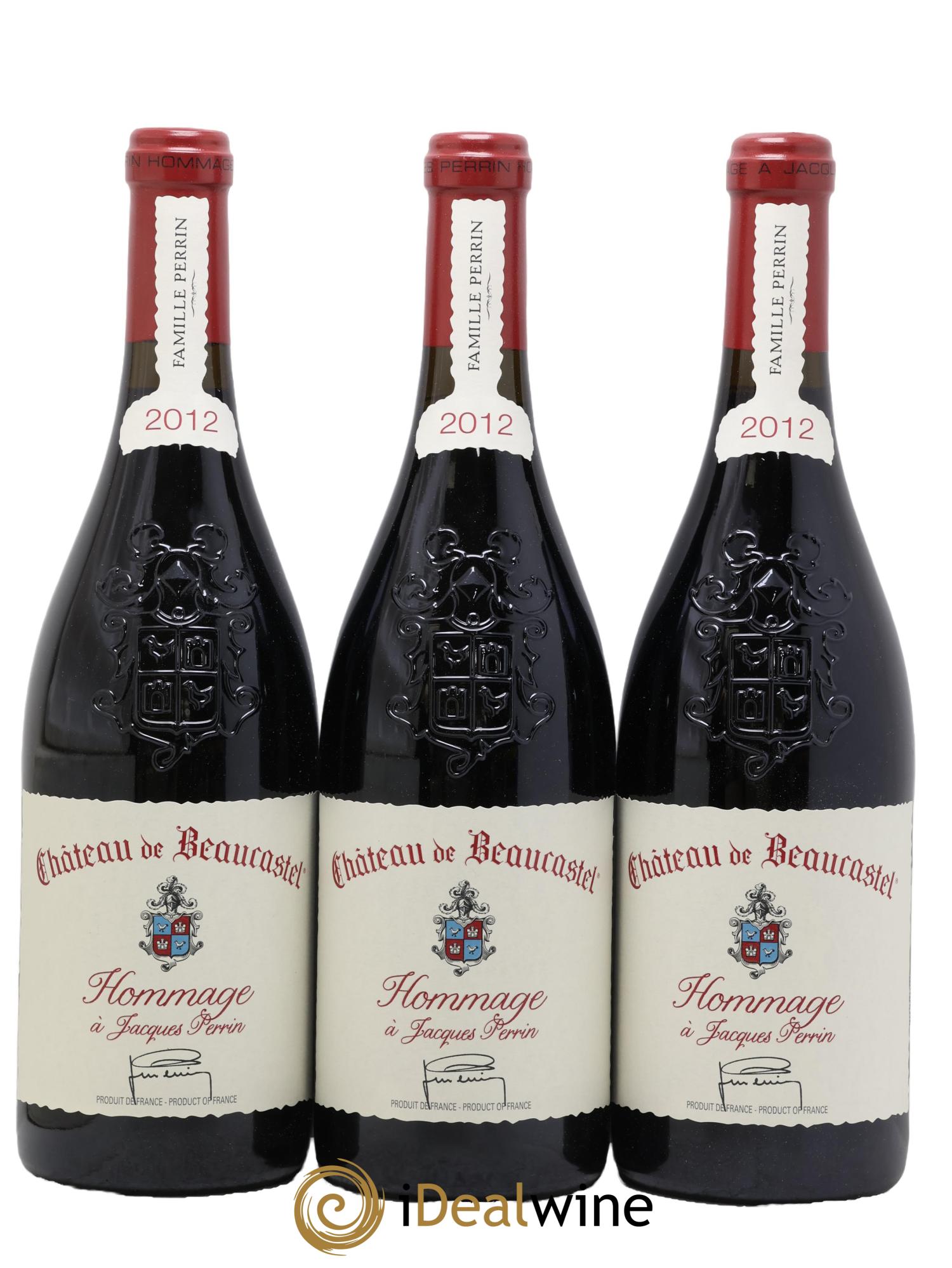 Châteauneuf-du-Pape Château de Beaucastel Hommage à Jacques Perrin Famille Perrin 2012 - Posten von 3 Flaschen - 0