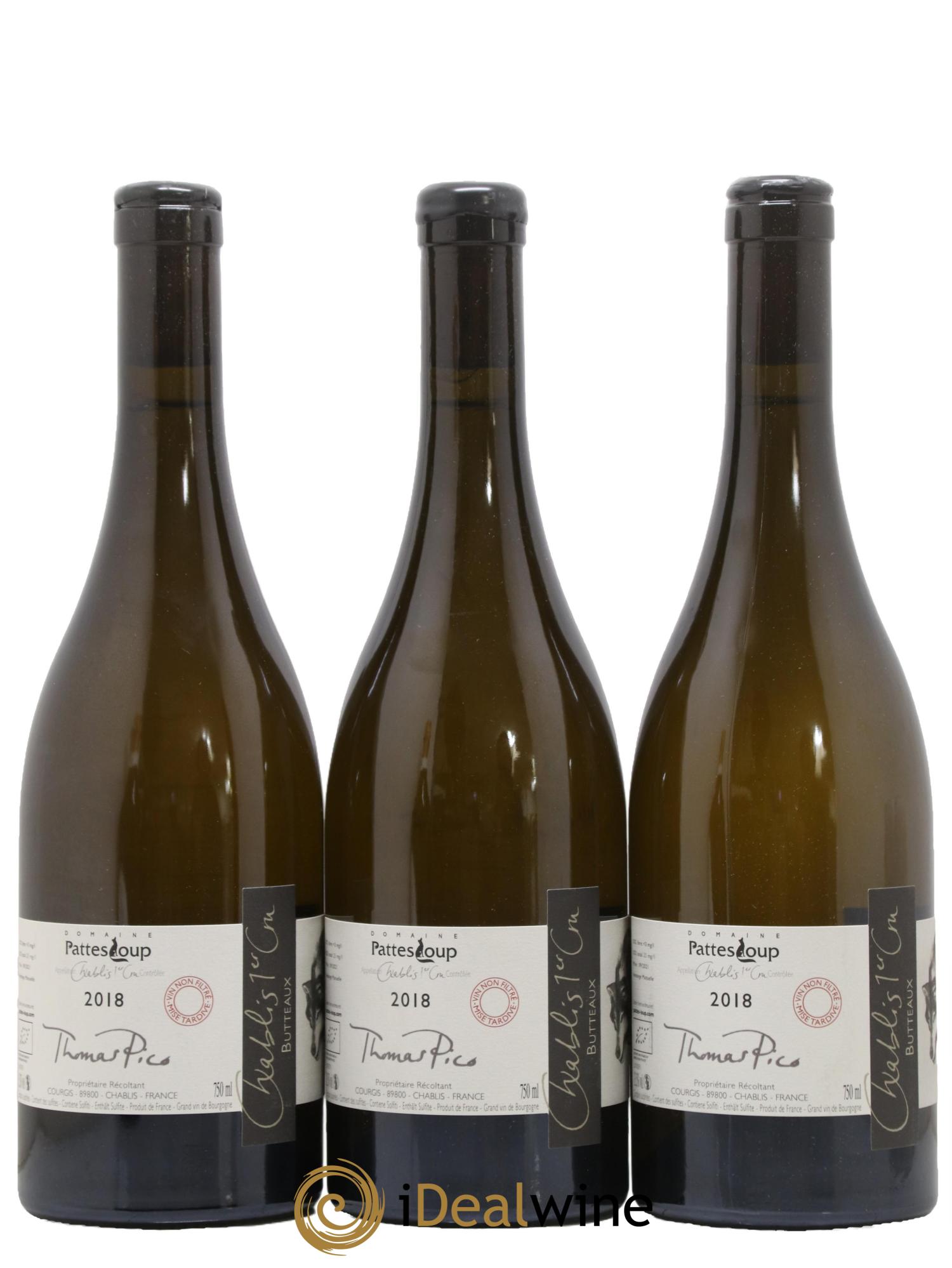 Chablis 1er Cru Butteaux Pattes Loup (Domaine) 2018 - Lot de 3 bouteilles - 1