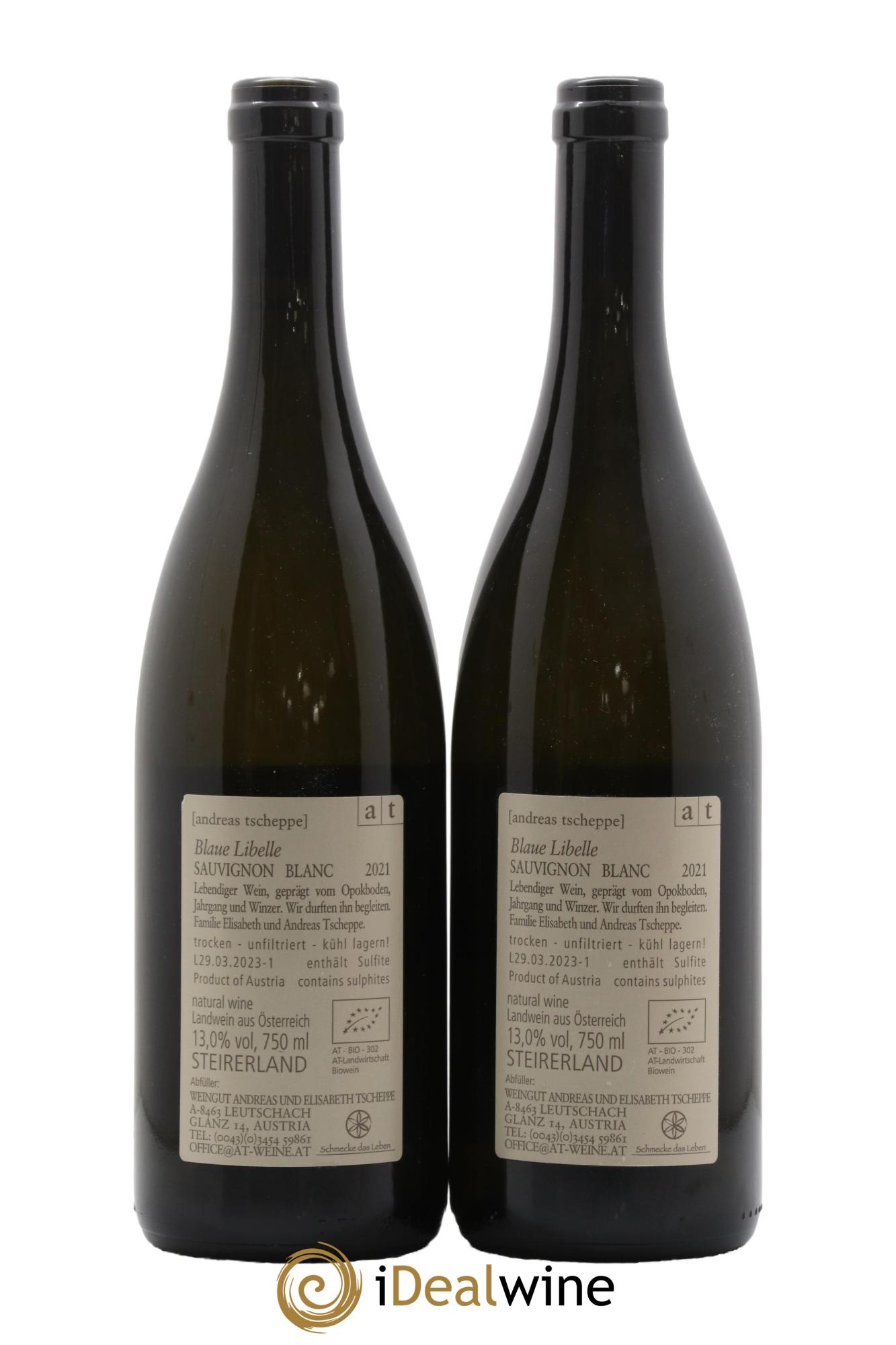 Autriche Blaue Libelle Sauvignon Blanc Andreas Tscheppe 2021 - Lotto di 2 bottiglie - 1