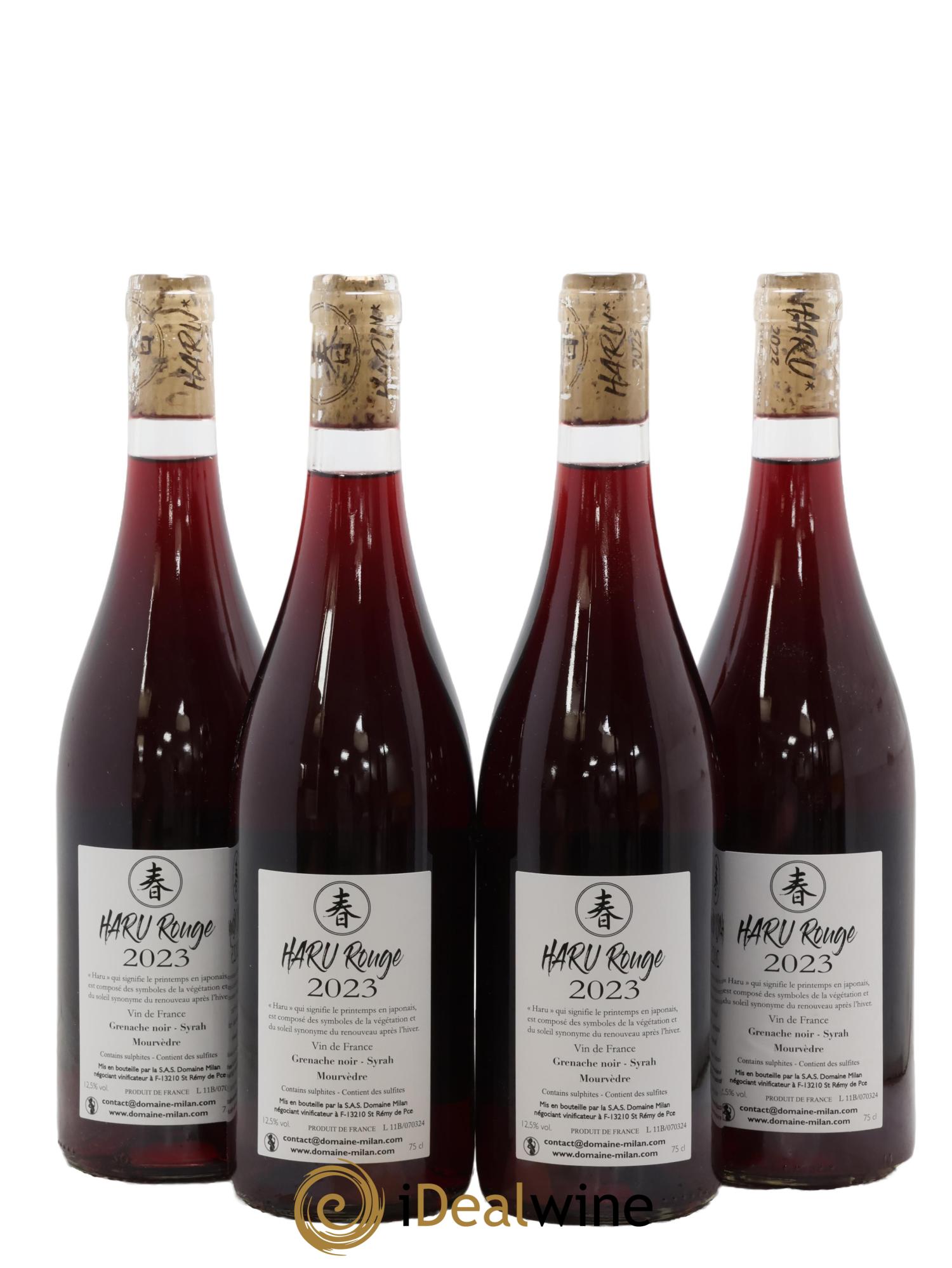 Vin de France Théophile Milan Haru Henri Milan  2023 - Lot de 4 bouteilles - 1
