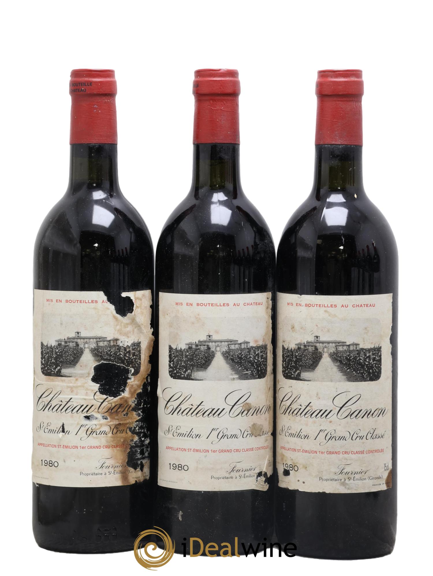 Château Canon 1er Grand Cru Classé B 1980 - Lot de 3 bouteilles - 0
