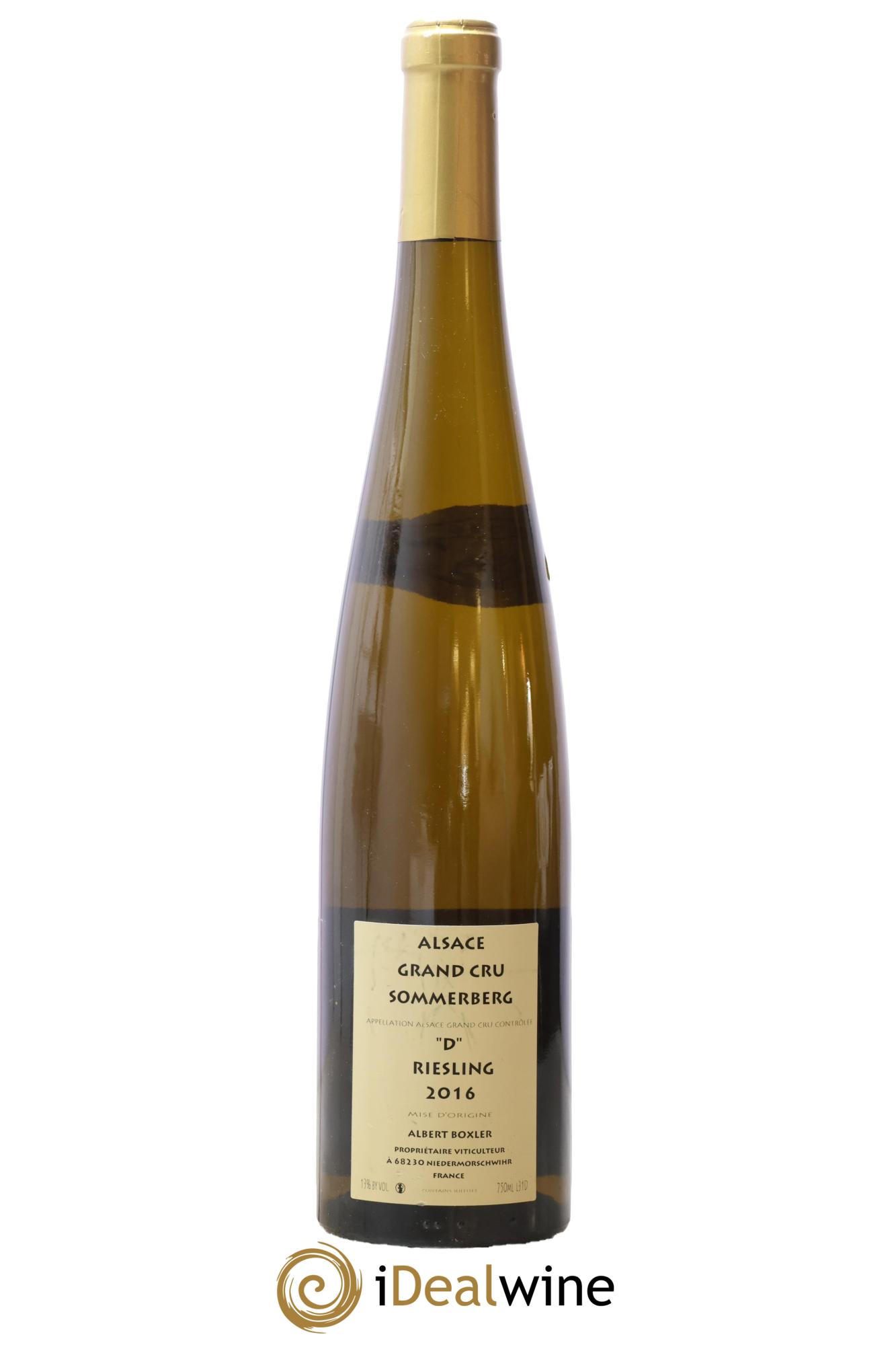 Alsace Riesling Grand Cru Sommerberg D Albert Boxler 2016 - Lot de 1 bouteille - 1