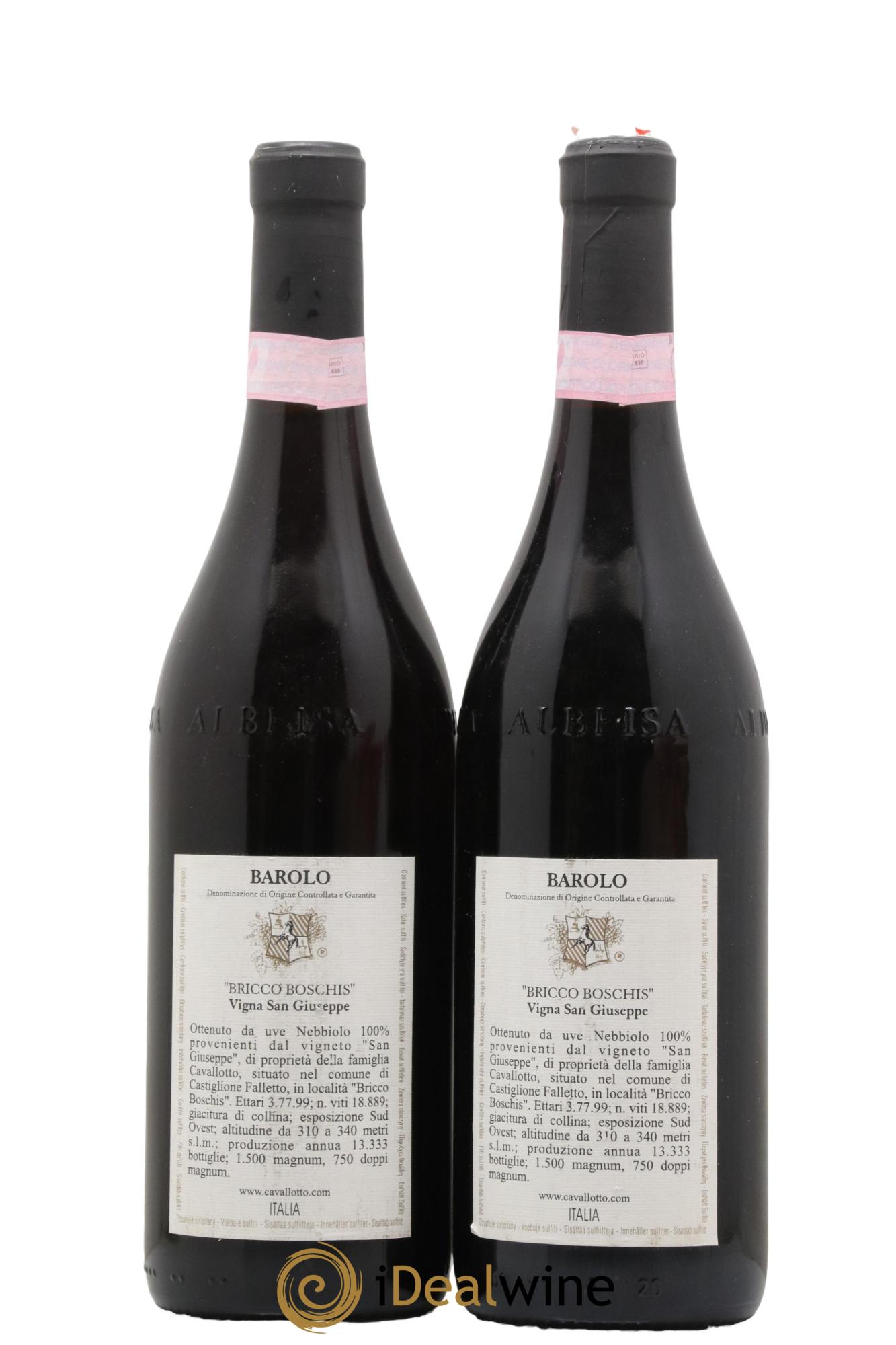 Barolo Riserva Bricco Boschis Vigna San Giuseppe Cavallotto 2001 - Lot de 2 bouteilles - 1