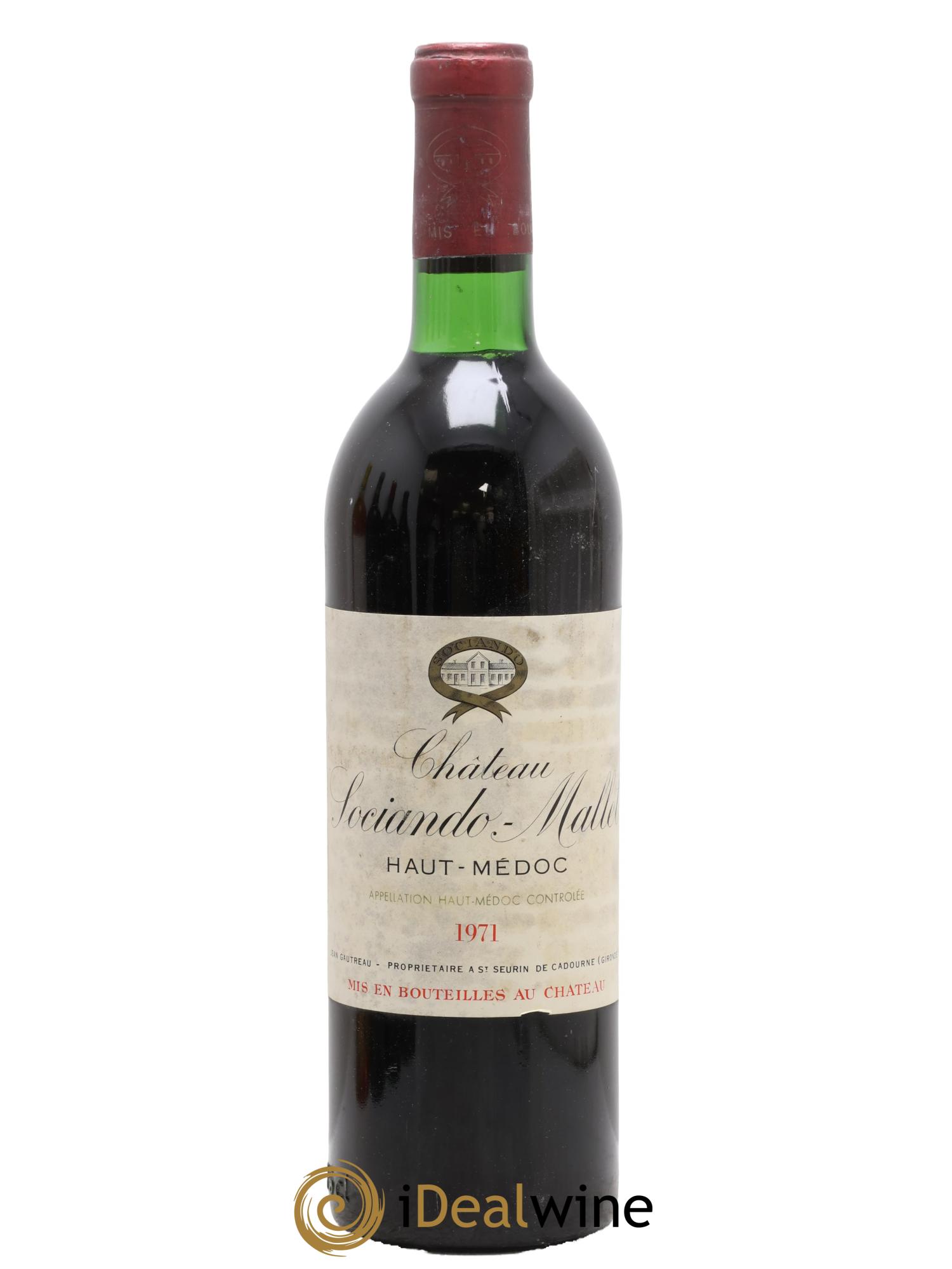 Château Sociando Mallet 1971 - Lot de 1 bouteille - 0
