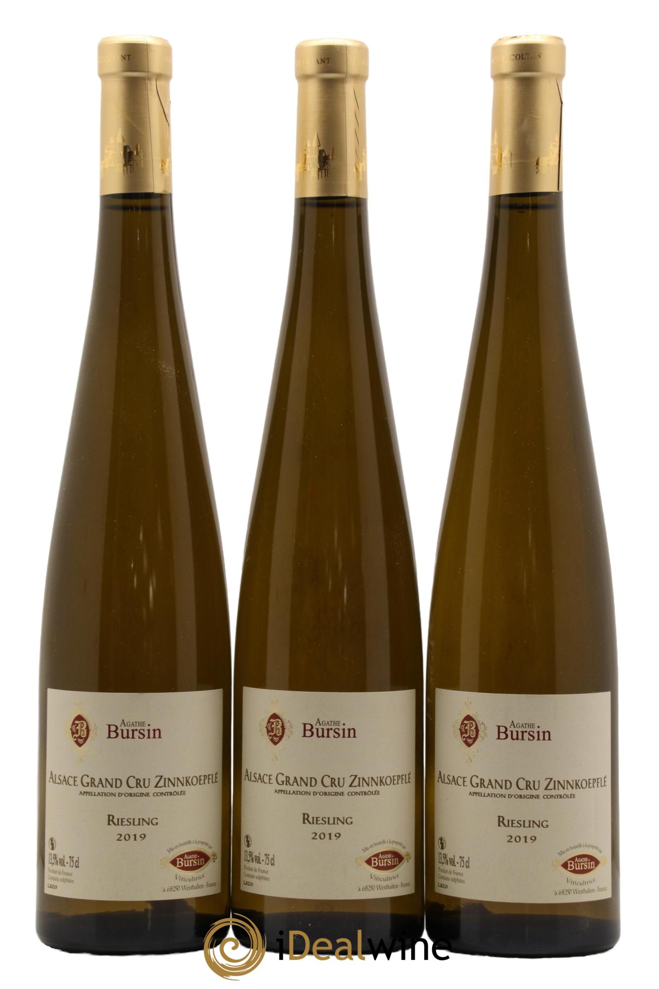 Alsace Riesling Grand Cru Zinnkoepflé Agathe Bursin 2019 - Lot de 3 bouteilles - 0