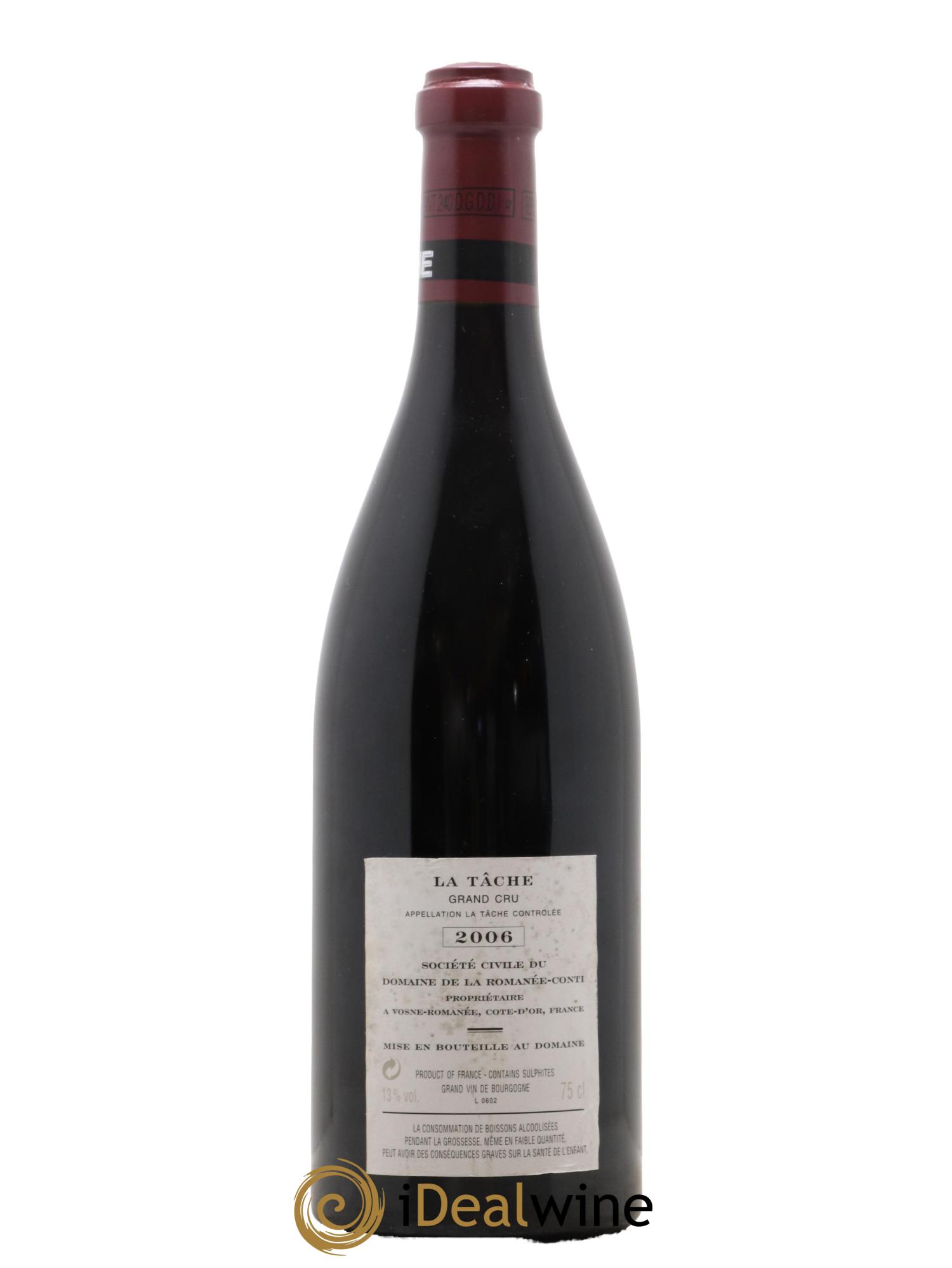 La Tâche Grand Cru Domaine de la Romanée-Conti 2006 - Lot de 1 bouteille - 1