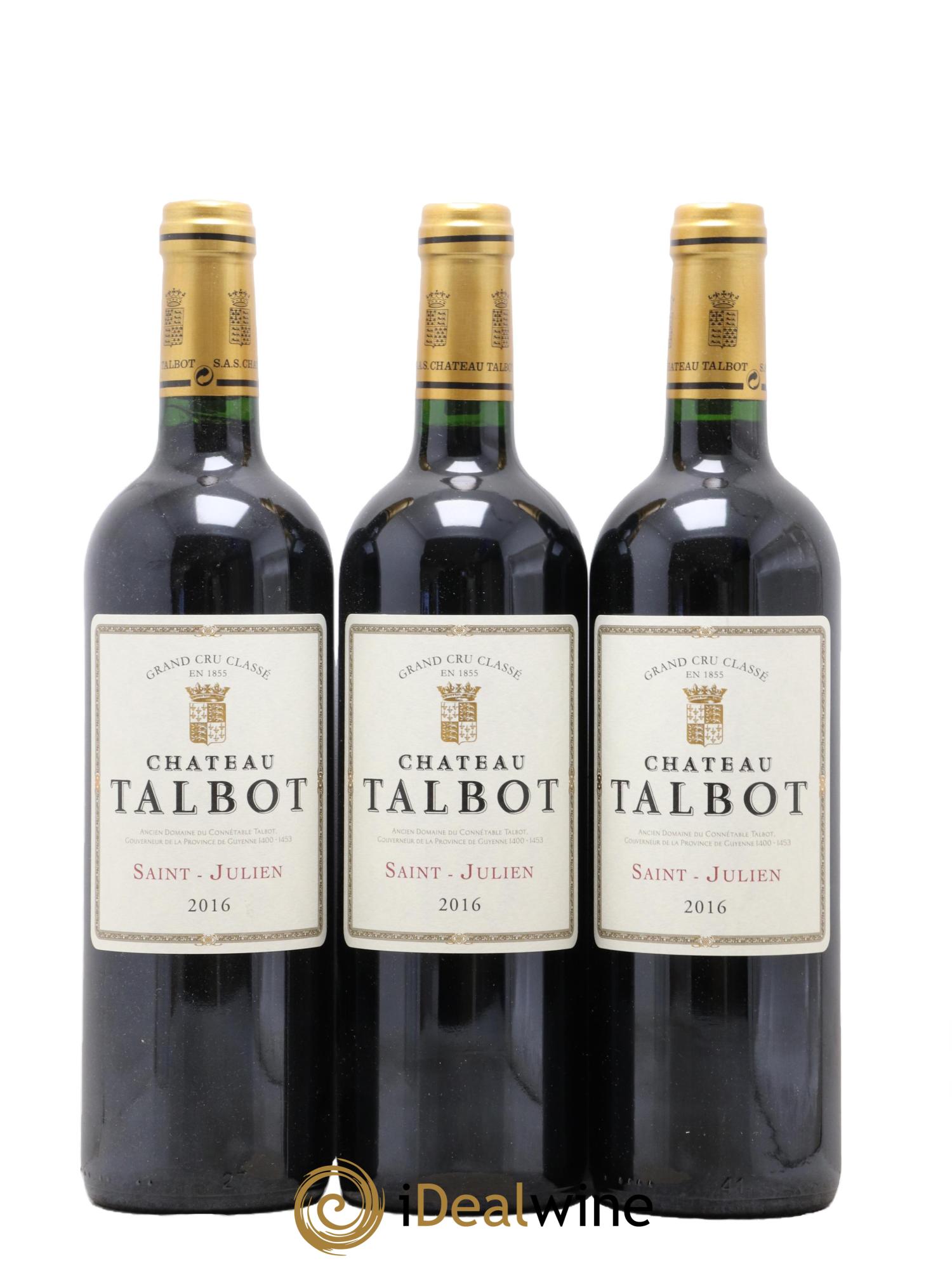Château Talbot 4ème Grand Cru Classé 2016 - Lot de 3 bouteilles - 0