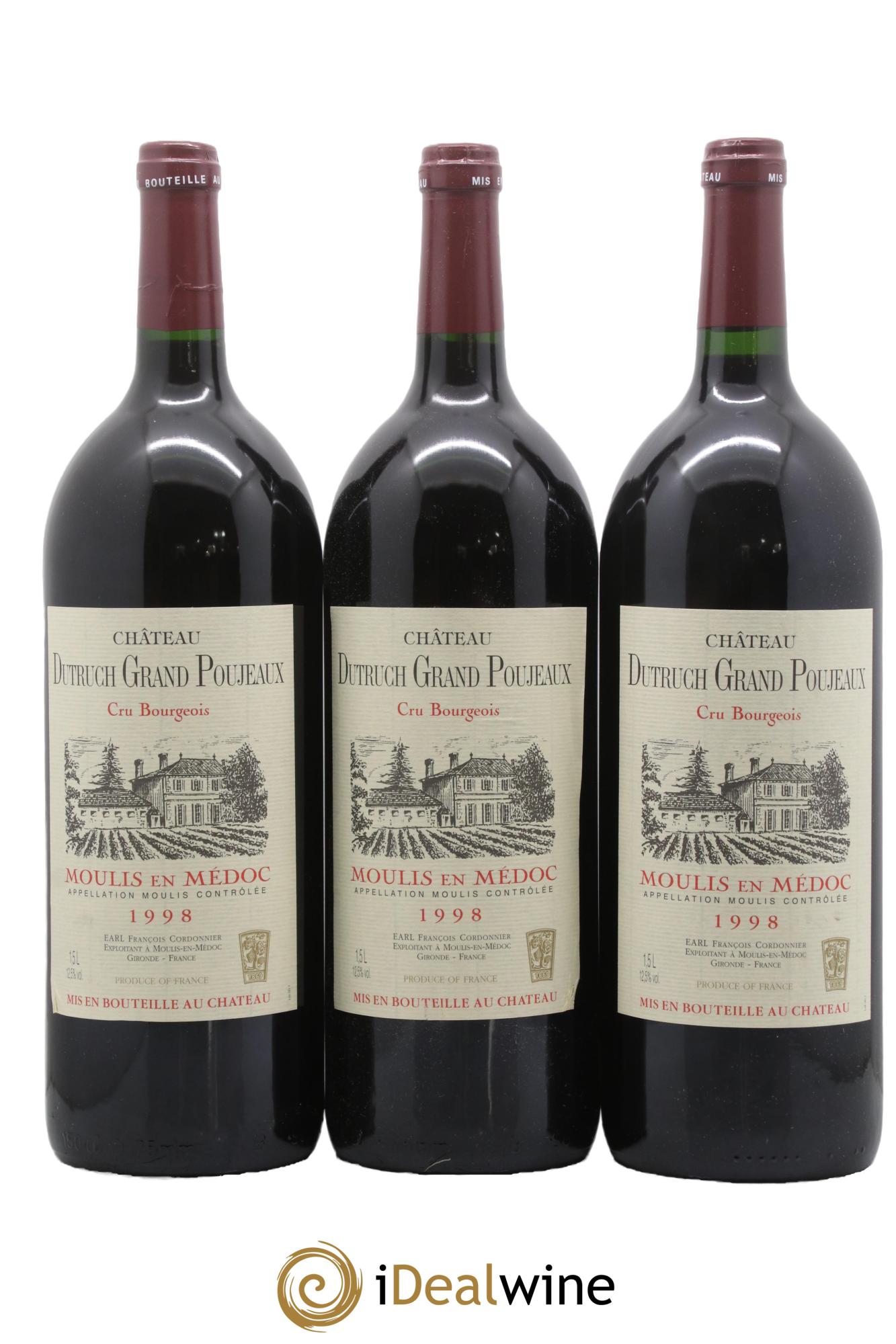 Château Dutruch Grand Poujeaux Cru Bourgeois 1998 - Lotto di 3 magnum - 0