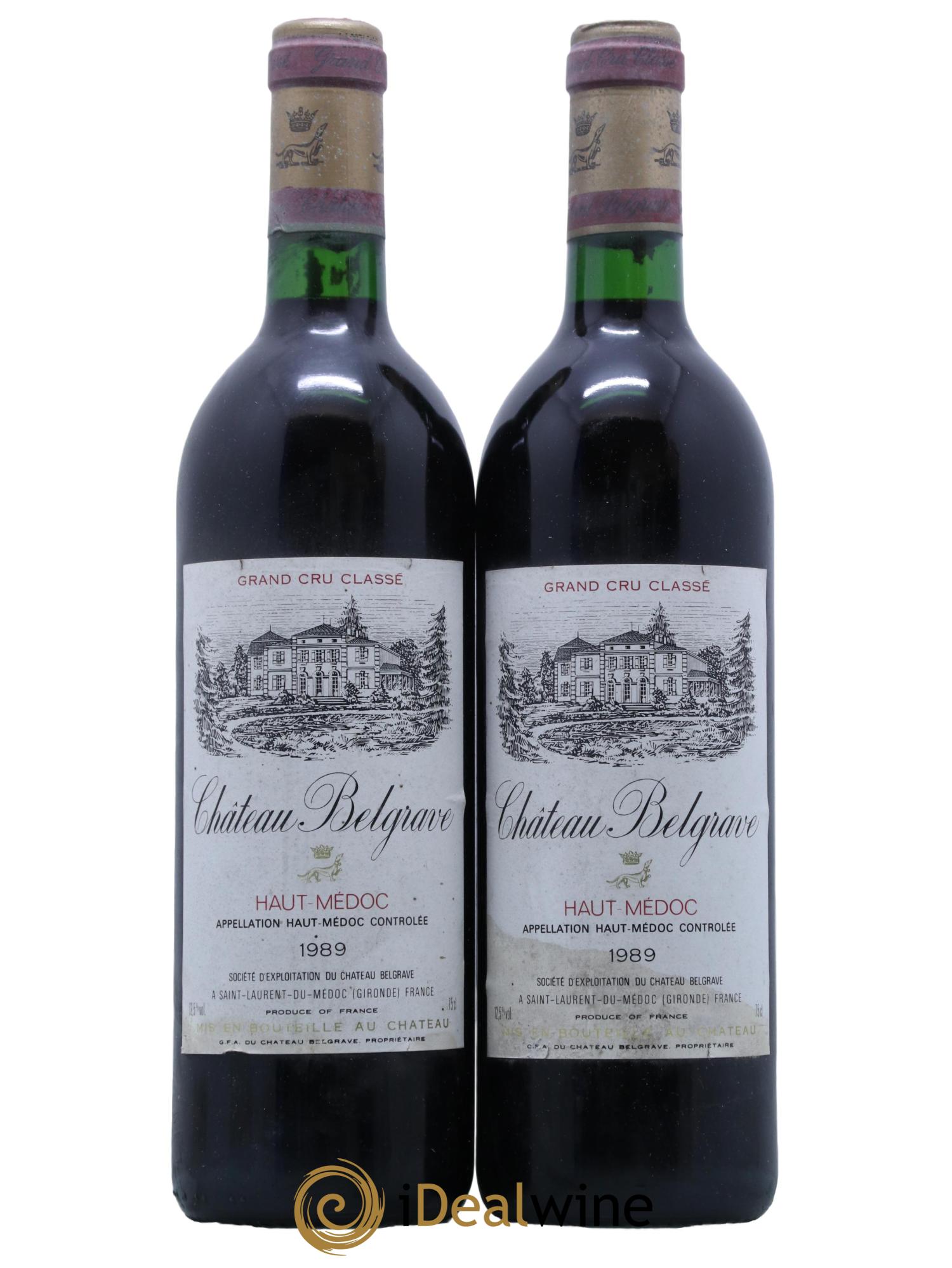 Château Belgrave 5ème Grand Cru Classé 1989 - Lot de 2 bouteilles - 0