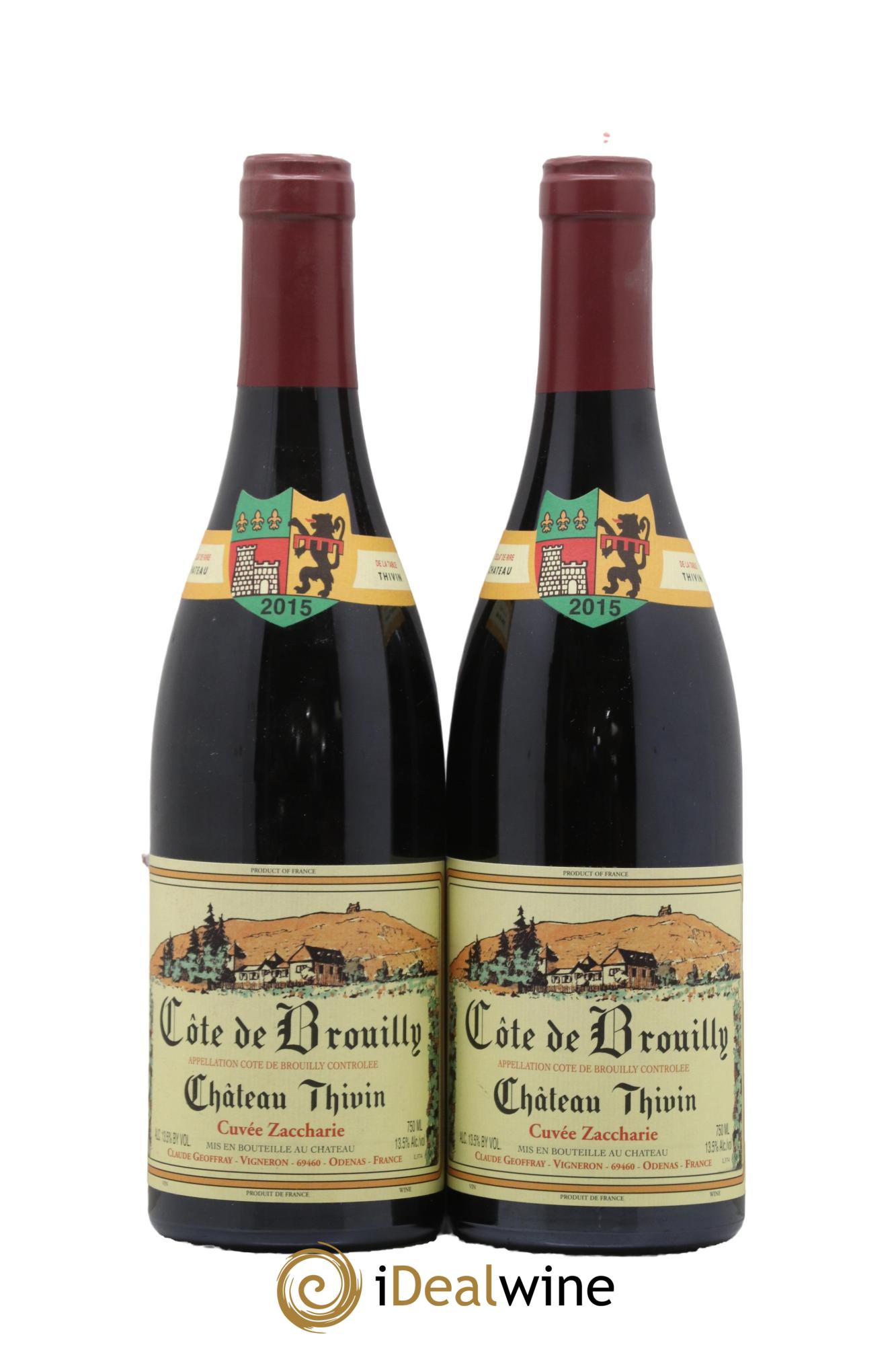 Côte de Brouilly Cuvée Zaccharie Château Thivin 2015 - Lot of 2 bottles - 0