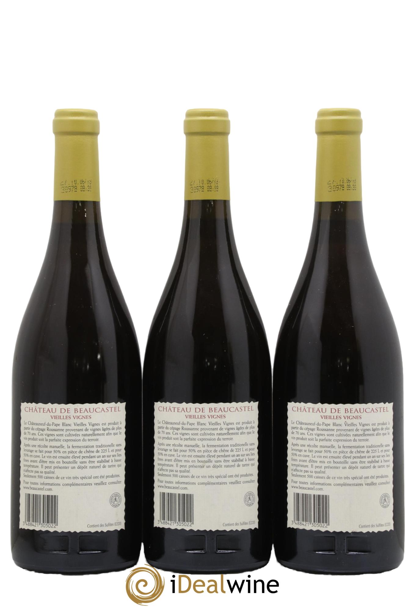 Châteauneuf-du-Pape Château de Beaucastel Vieilles vignes Roussanne Famille Perrin 2005 - Lotto di 3 bottiglie - 1