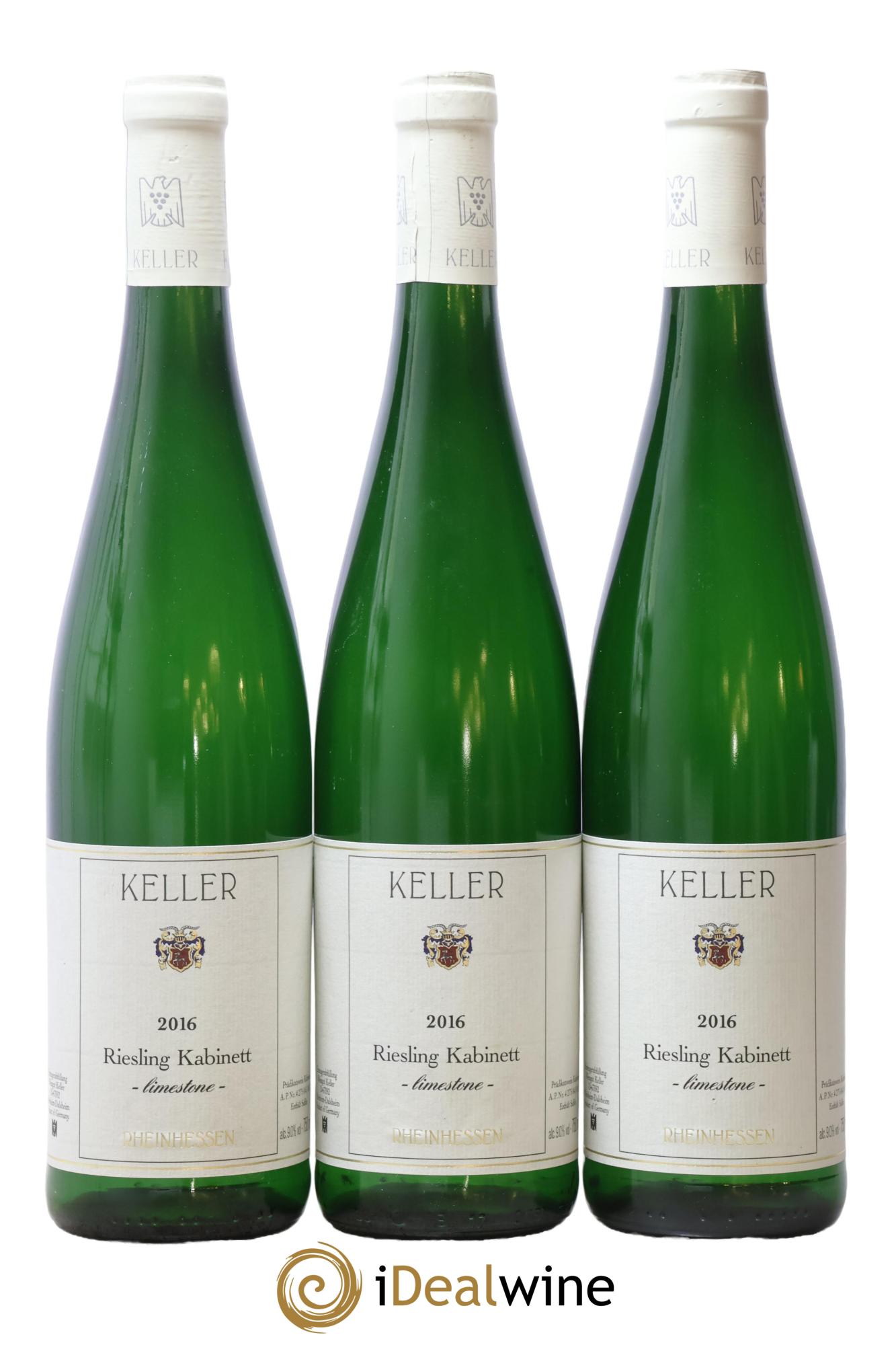 Allemagne Rheinhessen Riesling Kabinett Limestone Keller 2016 - Posten von 3 Flaschen - 0