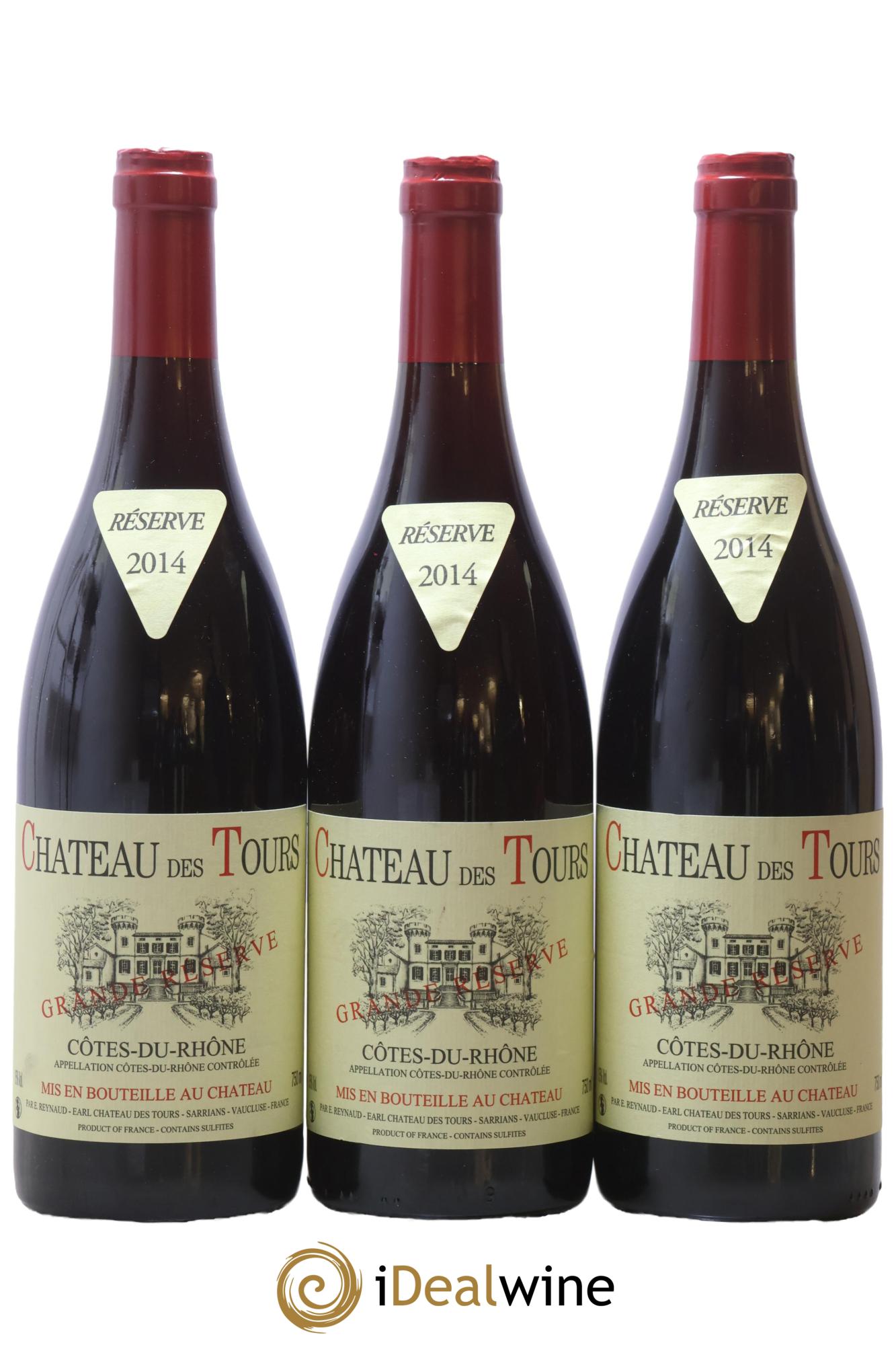 Côtes-du-Rhône Château des Tours Grande Réserve Emmanuel Reynaud 2014 - Lot of 3 bottles - 0