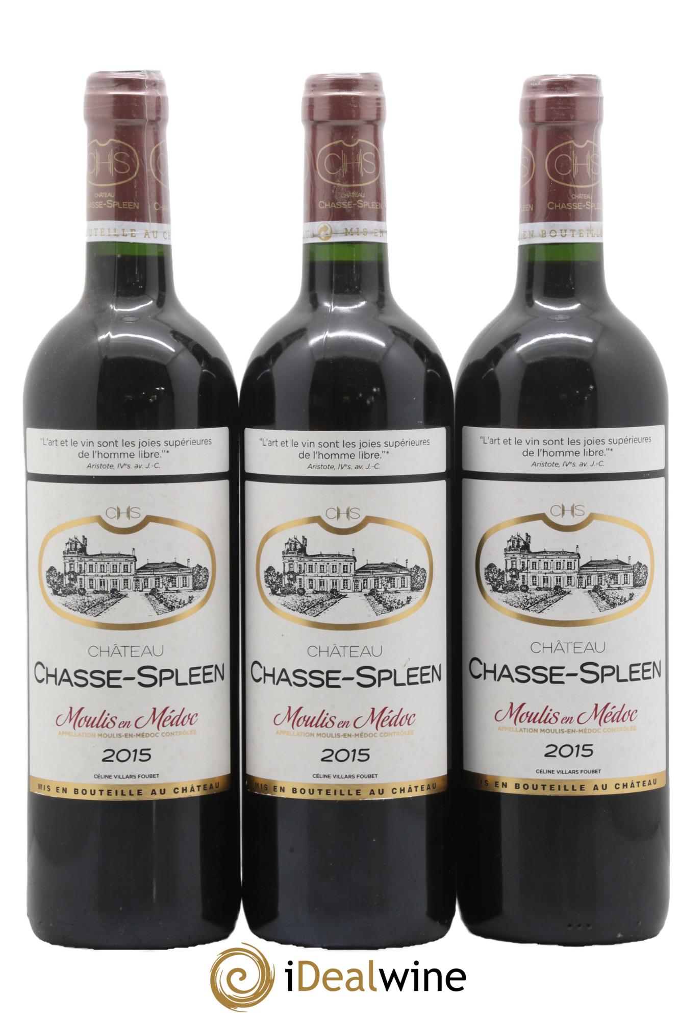 Château Chasse Spleen 2015 - Lot of 3 bottles - 0
