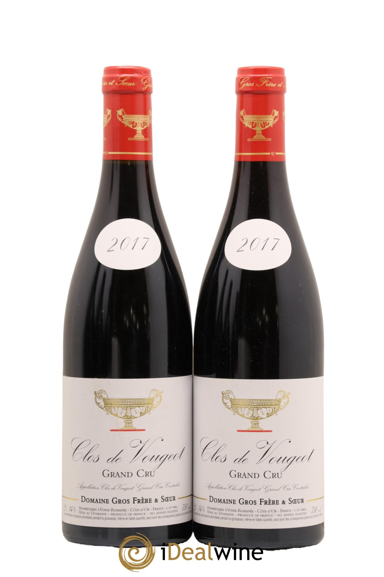 Clos de Vougeot Grand Cru Domaine Gros Frère & Soeur 2017 - Lot de 2 bouteilles - 0
