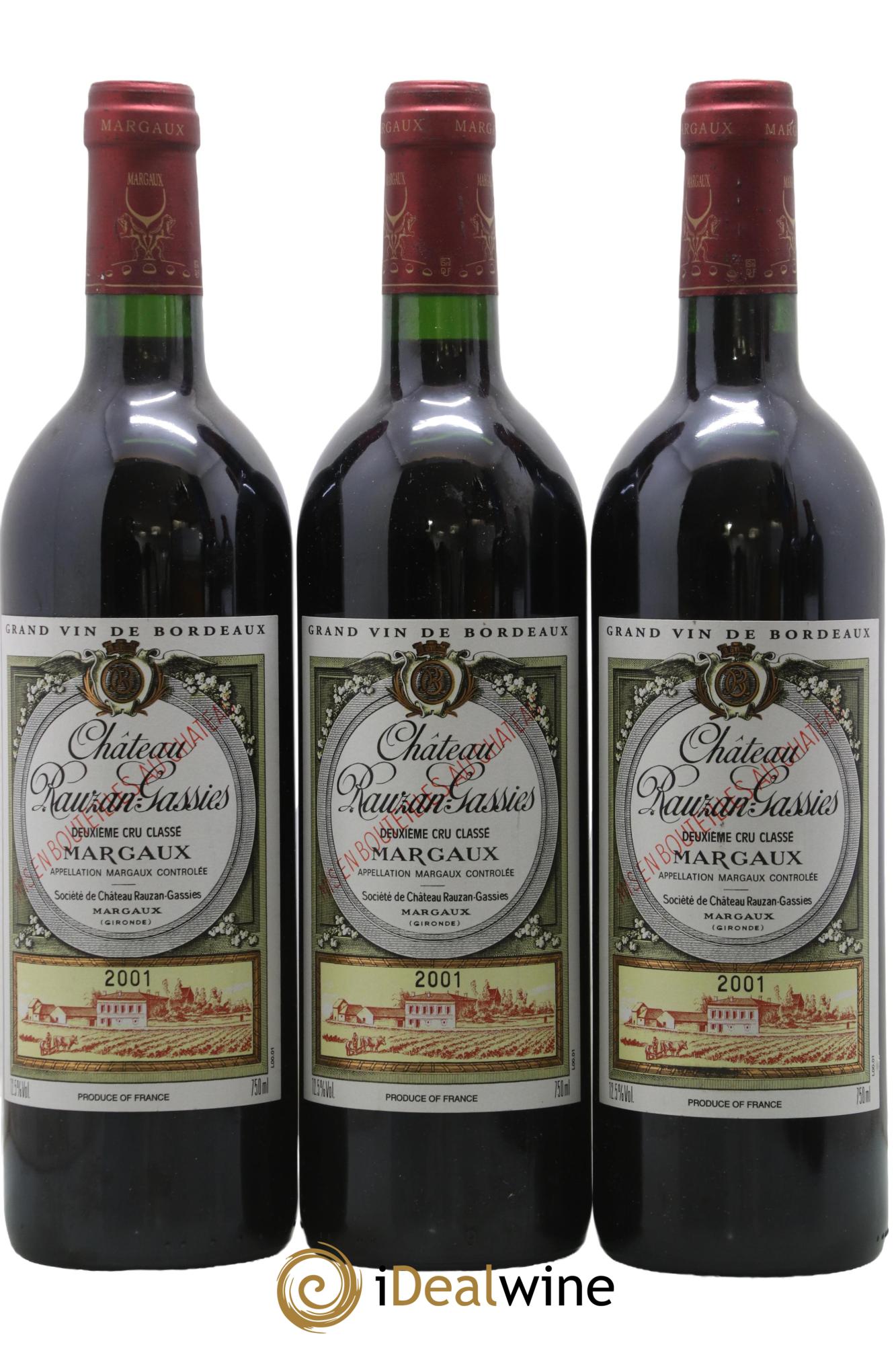 Château Rauzan-Gassies 2ème Grand Cru Classé 2001 - Lot of 3 bottles - 0