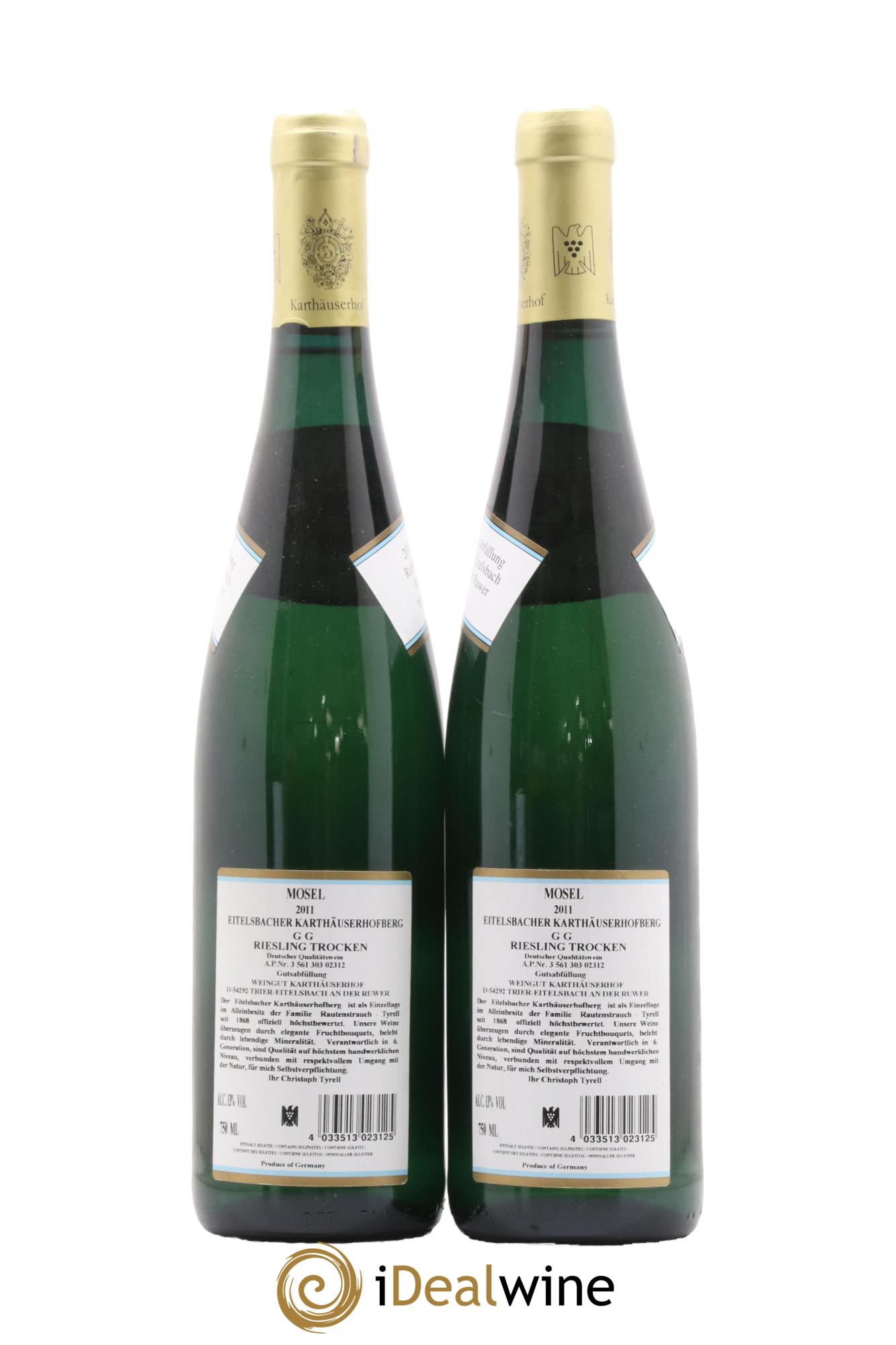 Allemagne Mosel-Saar Riesling GG Trocken Eitelsbacher Karthäuserhofberg 2011 - Lot de 2 bouteilles - 1