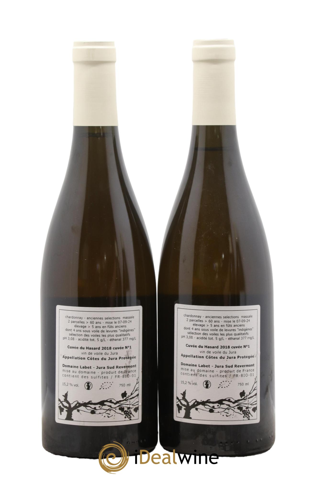 Côtes du Jura Vin de voile Chardonnay du Hasard Romain - Julien - Charline Labet 2018 - Posten von 2 Flaschen - 1