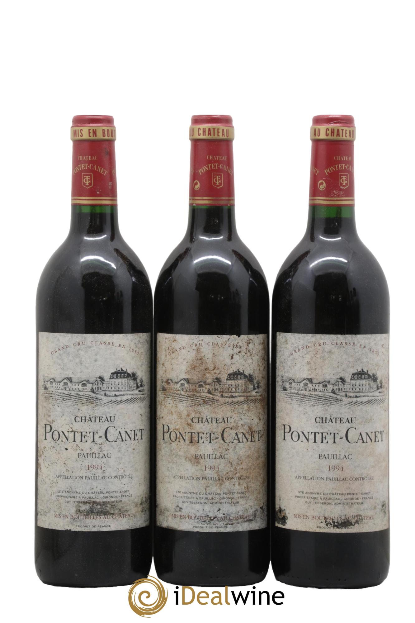 Château Pontet Canet 5ème Grand Cru Classé 1994 - Lot de 3 bouteilles - 0