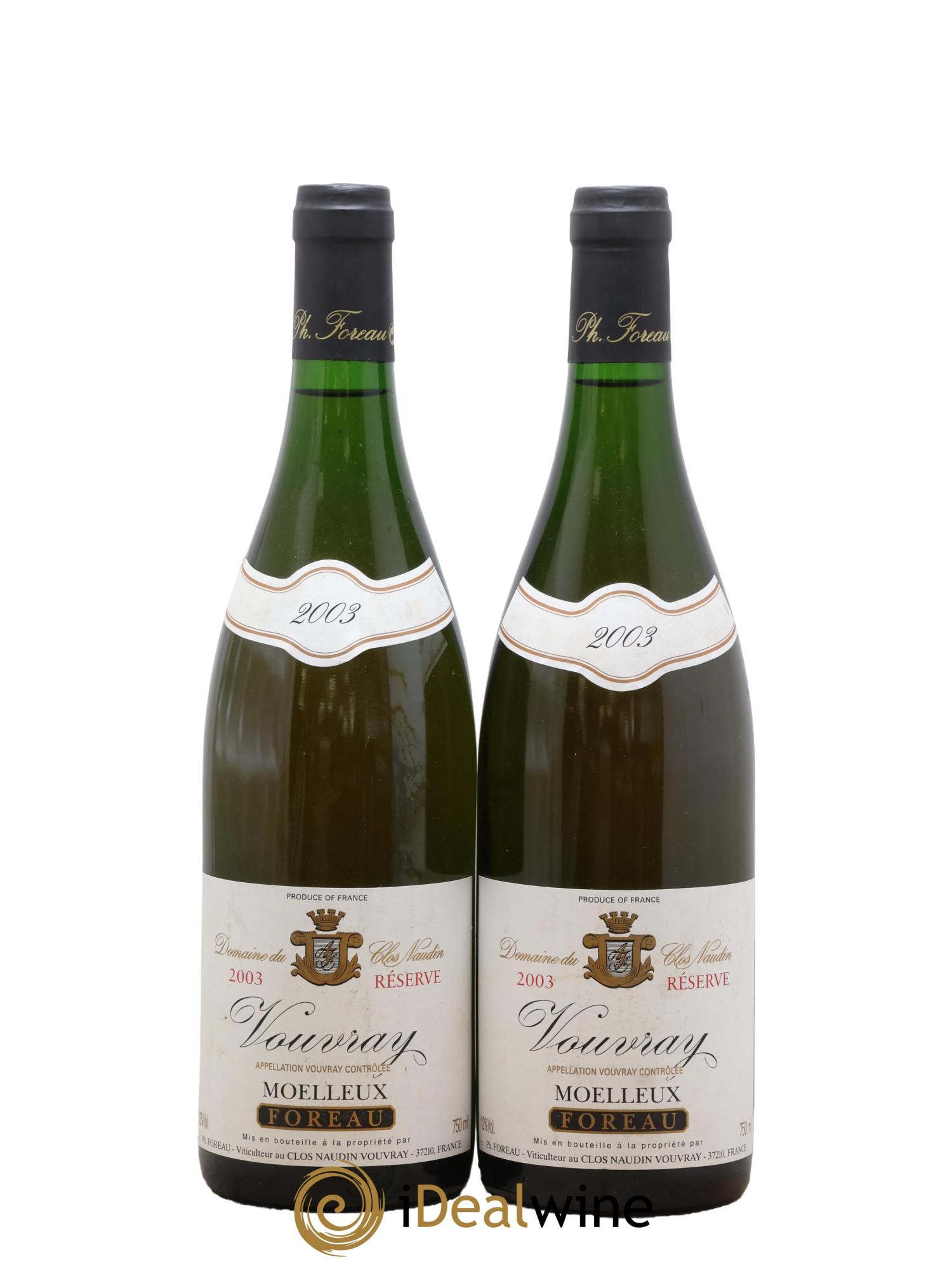 Vouvray Moelleux Réserve Clos Naudin - Philippe Foreau 2003 - Lotto di 2 bottiglie - 0