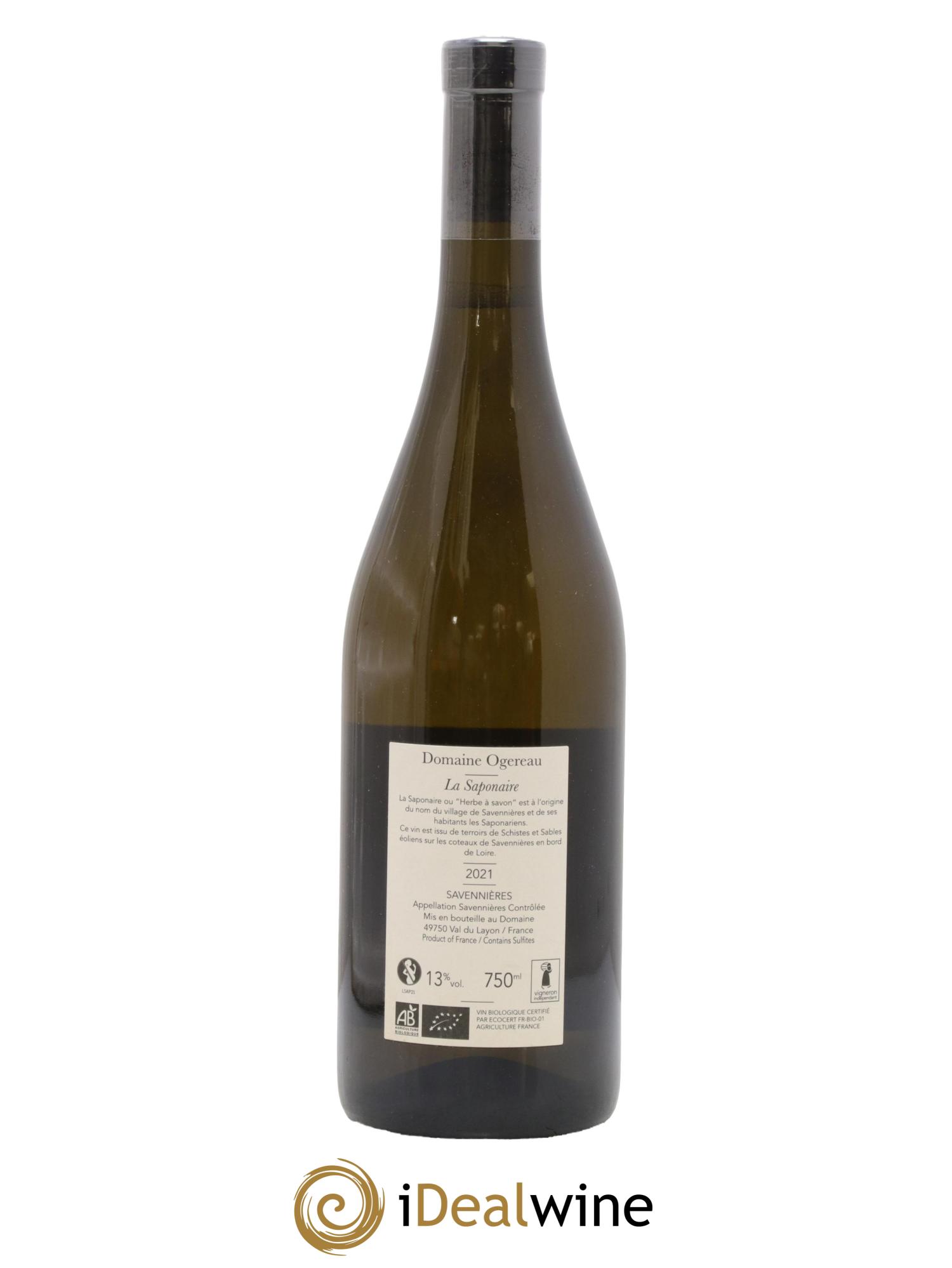 Savennières La Saponaire Domaine Ogereau 2021 - Lot of 1 bottle - 1