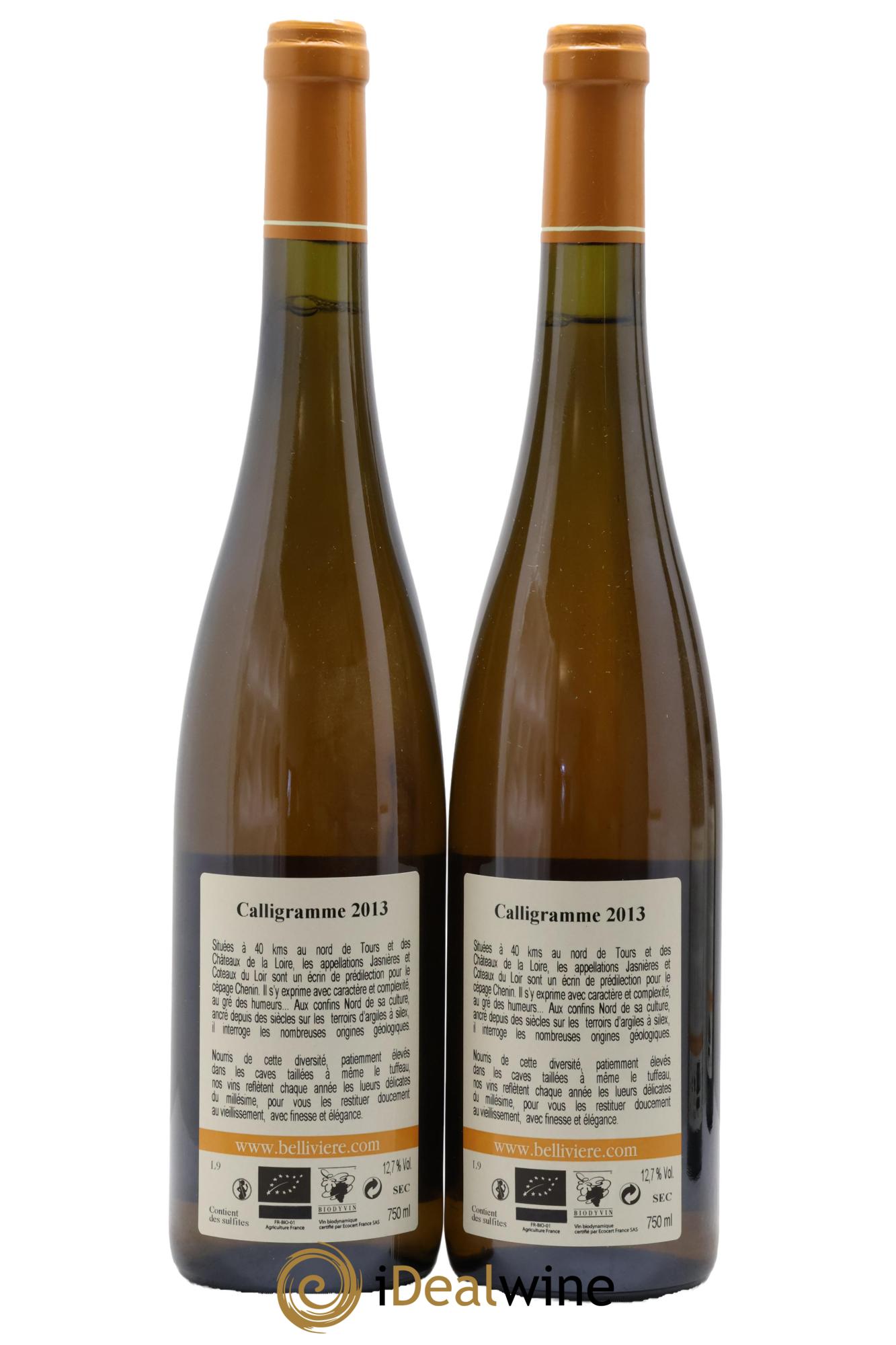 Jasnières Calligramme Domaine de Bellivière 2013 - Lot de 2 bouteilles - 1