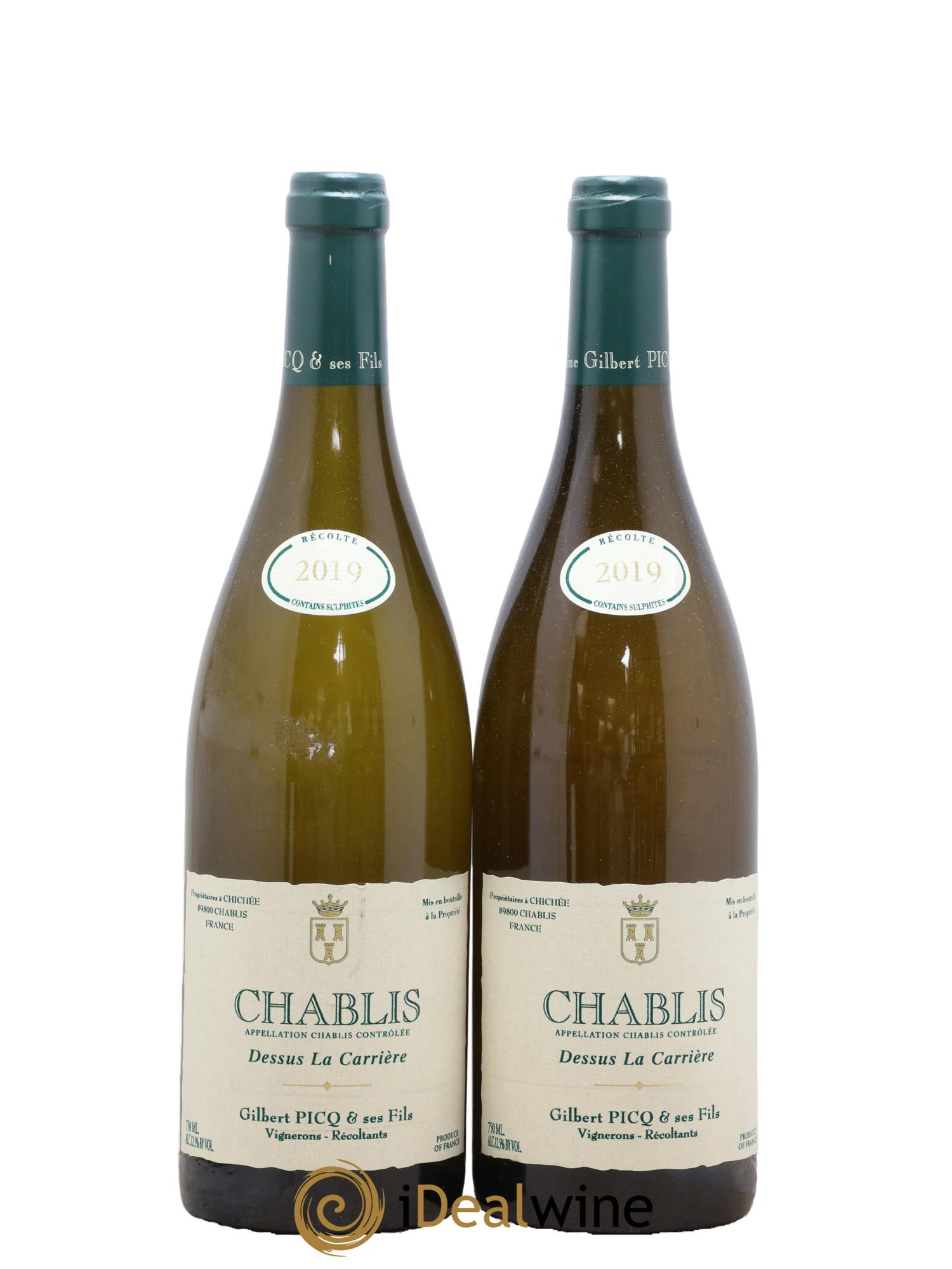 Chablis Dessus La Carrière Domaine Gilbert Picq 2019 - Lotto di 2 bottiglie - 0
