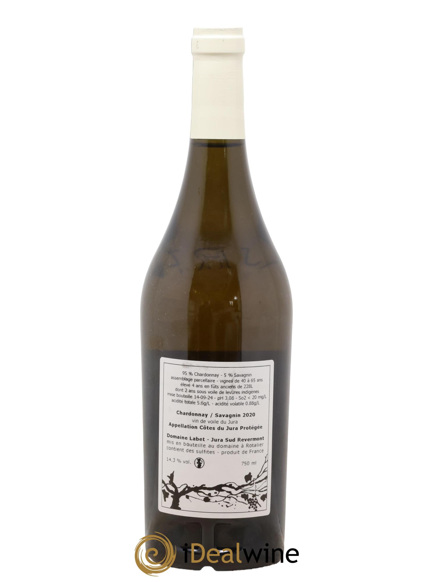 Côtes du Jura Vin de Voile Chardonnay-Savagnin cuvée de garde Romain - Julien - Charline Labet 2020 - Lot de 1 bouteille - 1