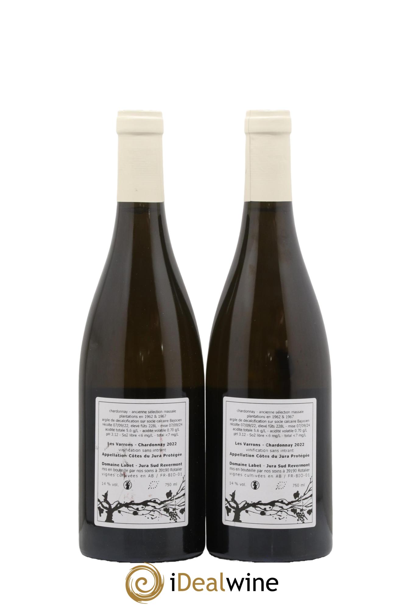 Côtes du Jura Chardonnay Les Varrons Romain - Julien - Charline Labet 2022 - Lot of 2 bottles - 1