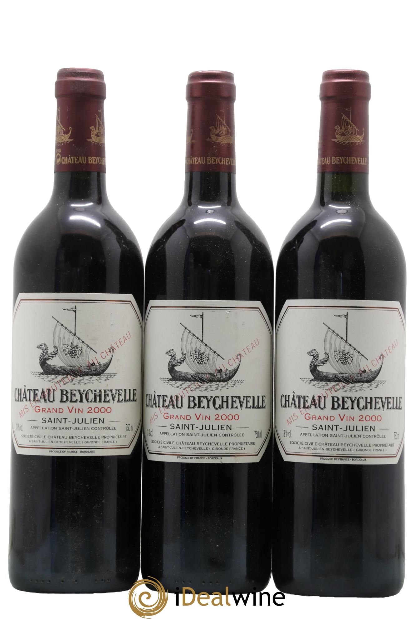 Château Beychevelle 4ème Grand Cru Classé 2000 - Lot de 3 bouteilles - 0