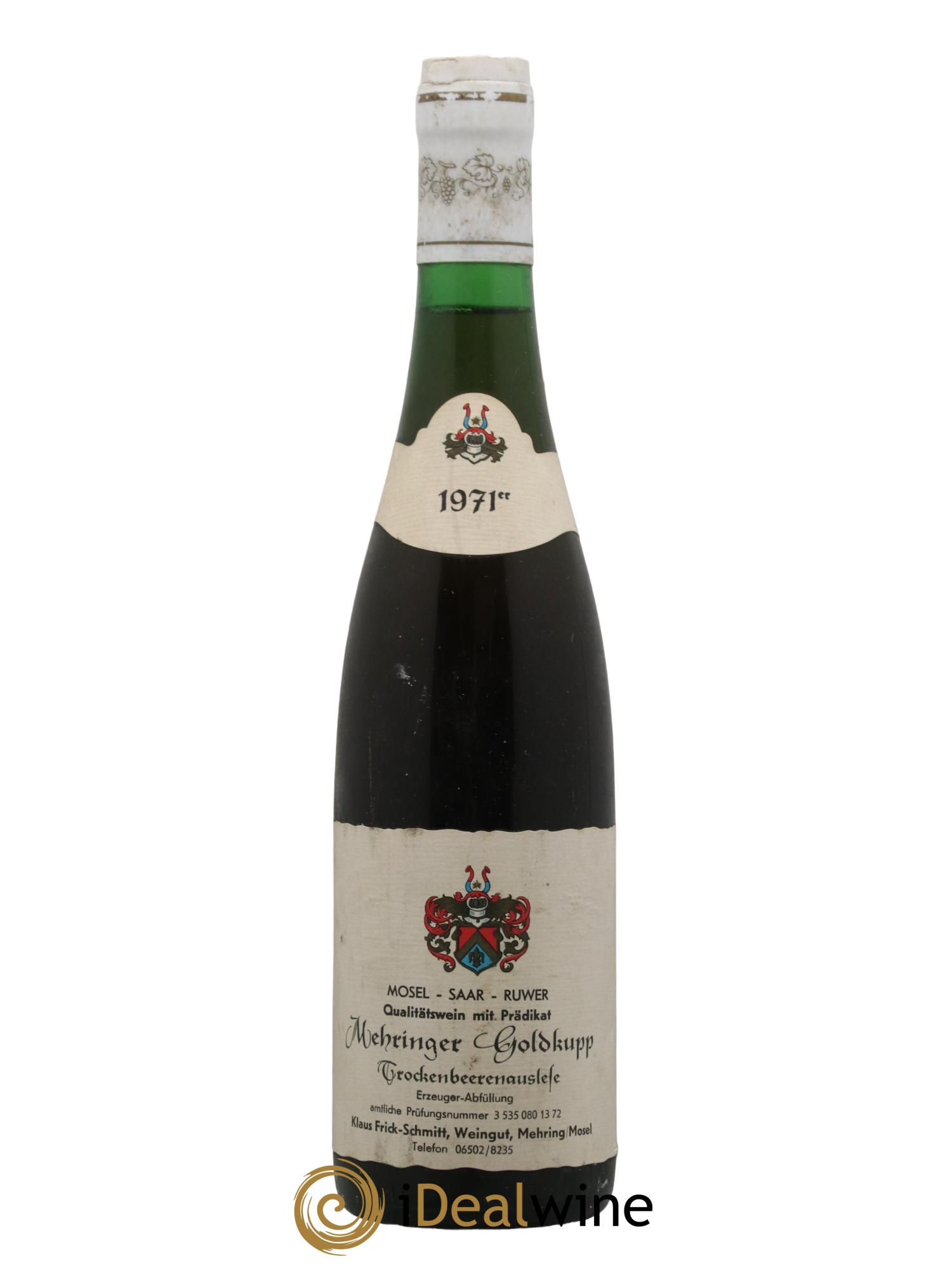 Allemagne Mosel-Saar Weingut Frick Schmitt Mehringer Goldkupp Trockenbeerenauslese 1971 - Lot de 1 bouteille - 0