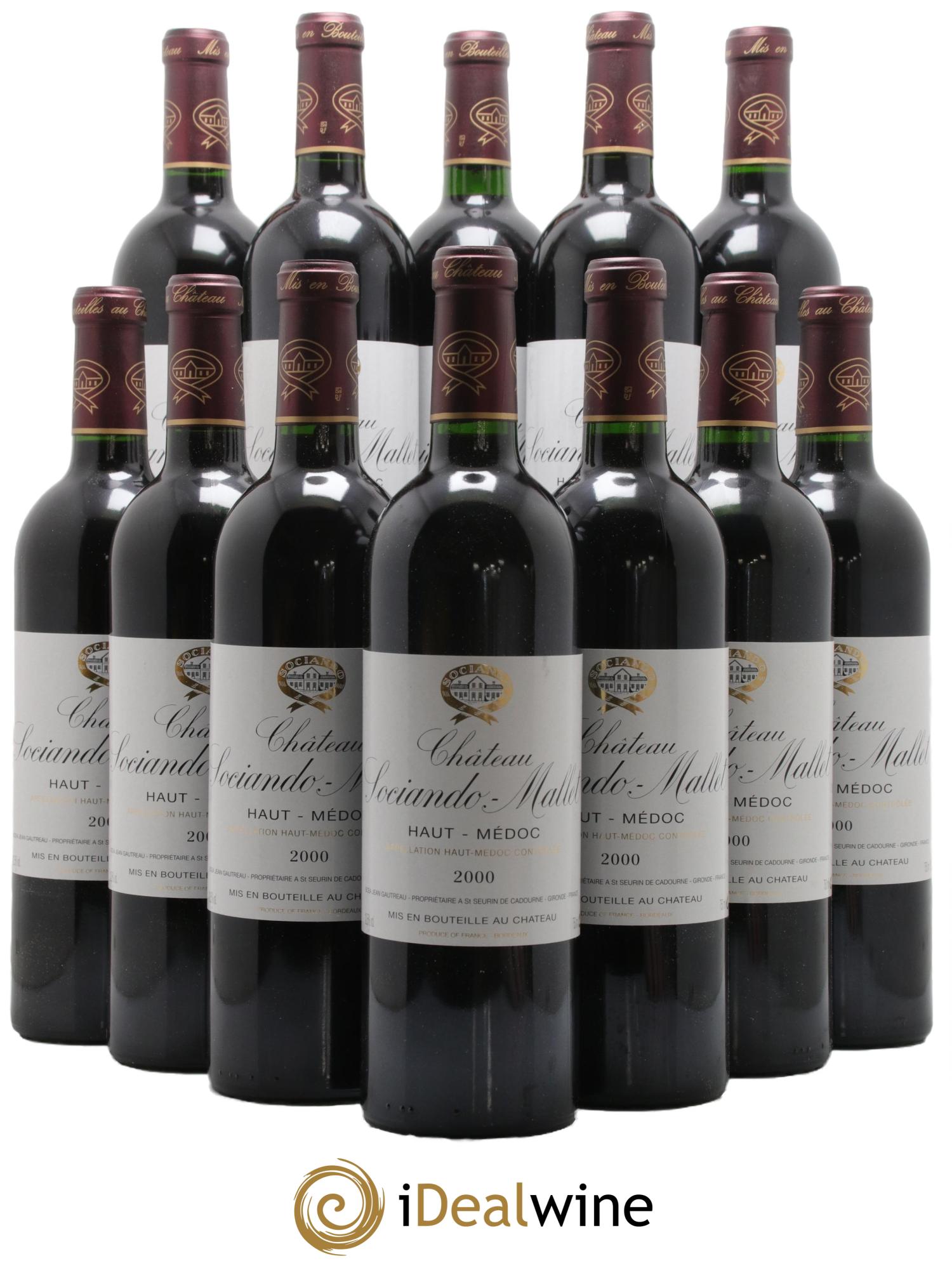 Château Sociando Mallet 2000 - Lot de 12 bouteilles - 0