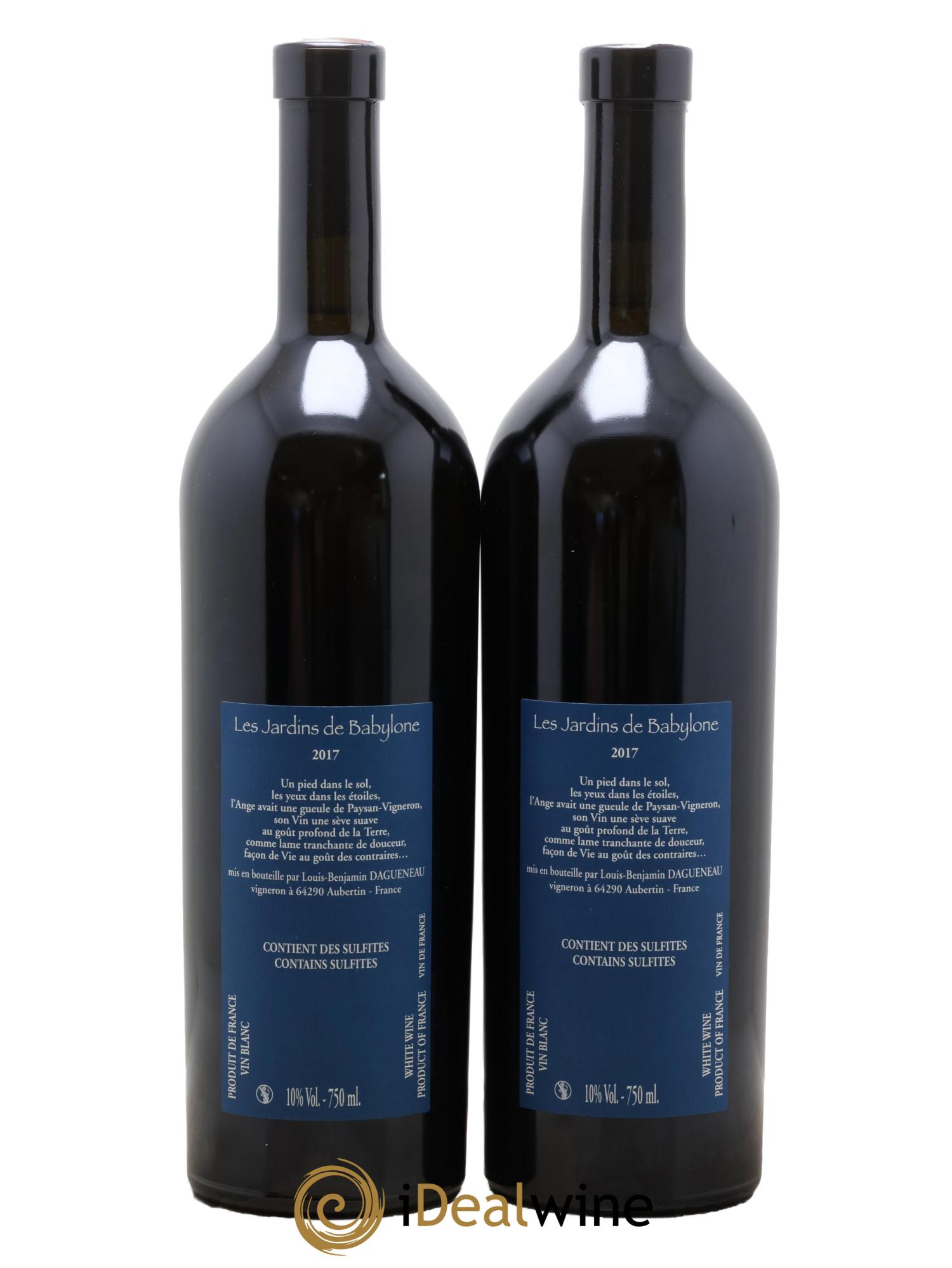 Vin de France (anciennement Jurançon) Jardins de Babylone Demi-Sec Didier Dagueneau (Domaine) 2017 - Lot of 2 bottles - 1