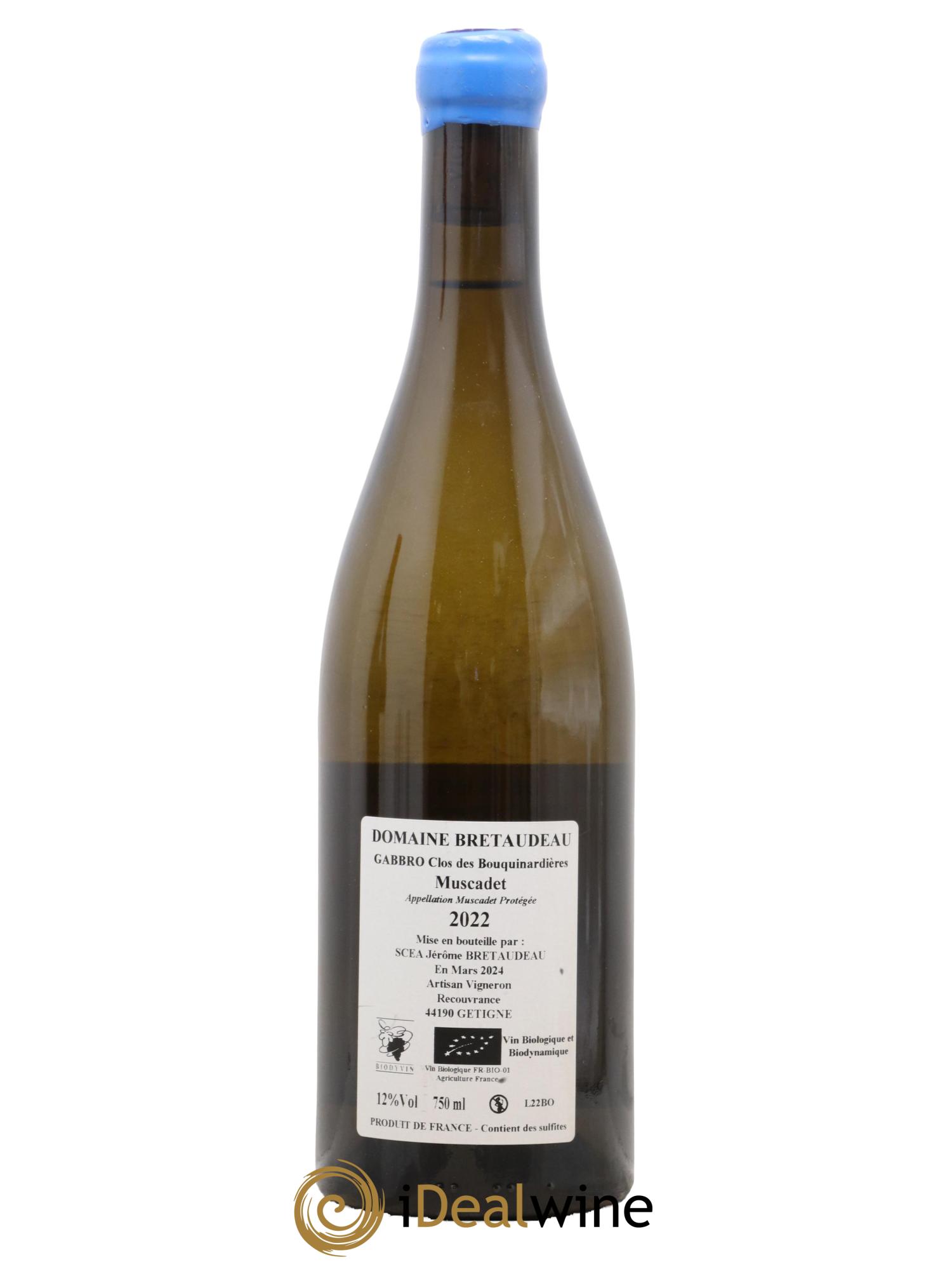 Muscadet-Sèvre-et-Maine Gabbro Clos des Bouquinardières Jérôme Bretaudeau - Domaine de Bellevue  2022 - Lot of 1 bottle - 1