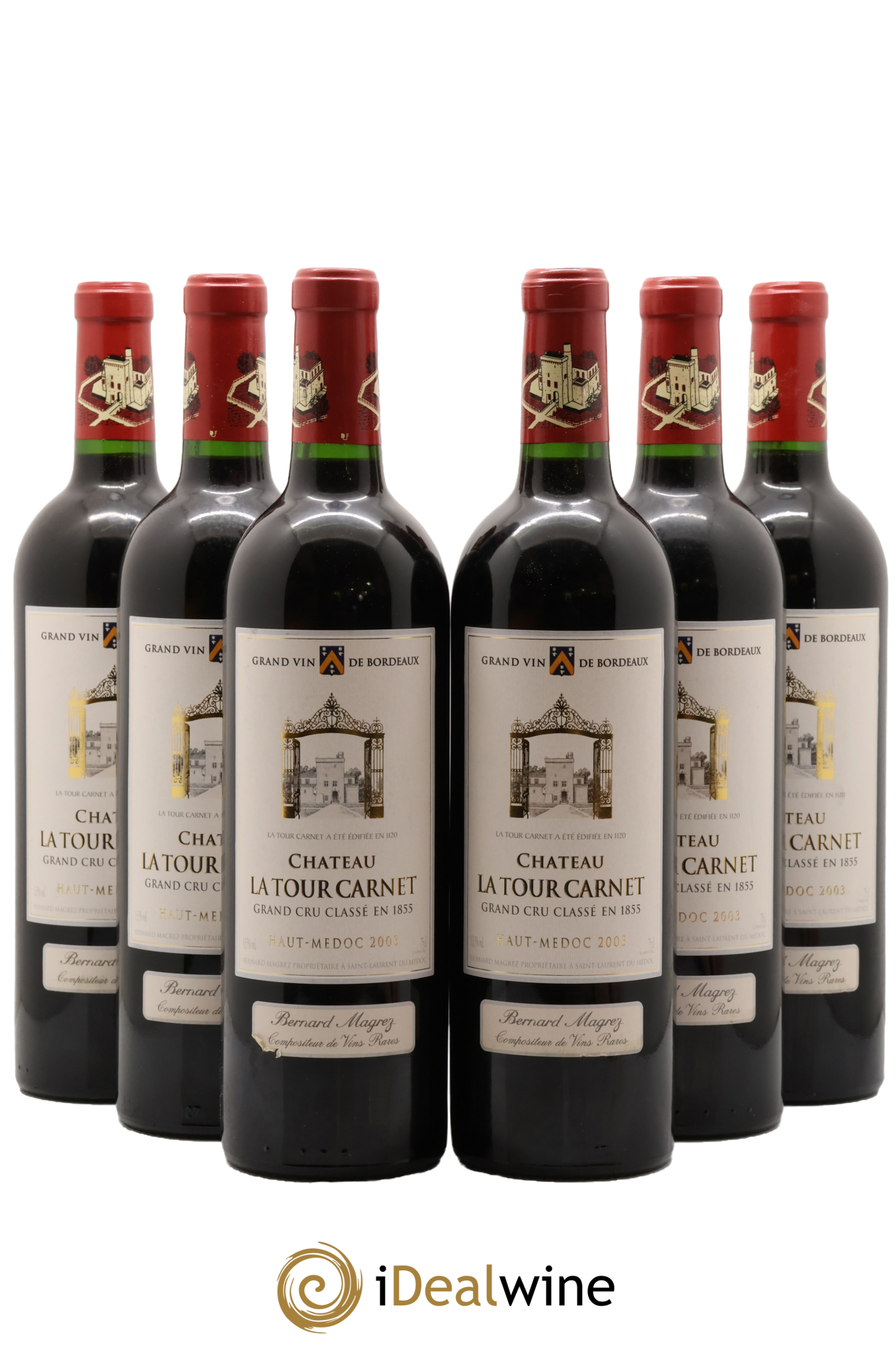 Château la Tour Carnet 4ème Grand Cru Classé 2003 - Lot of 6 bottles - 0