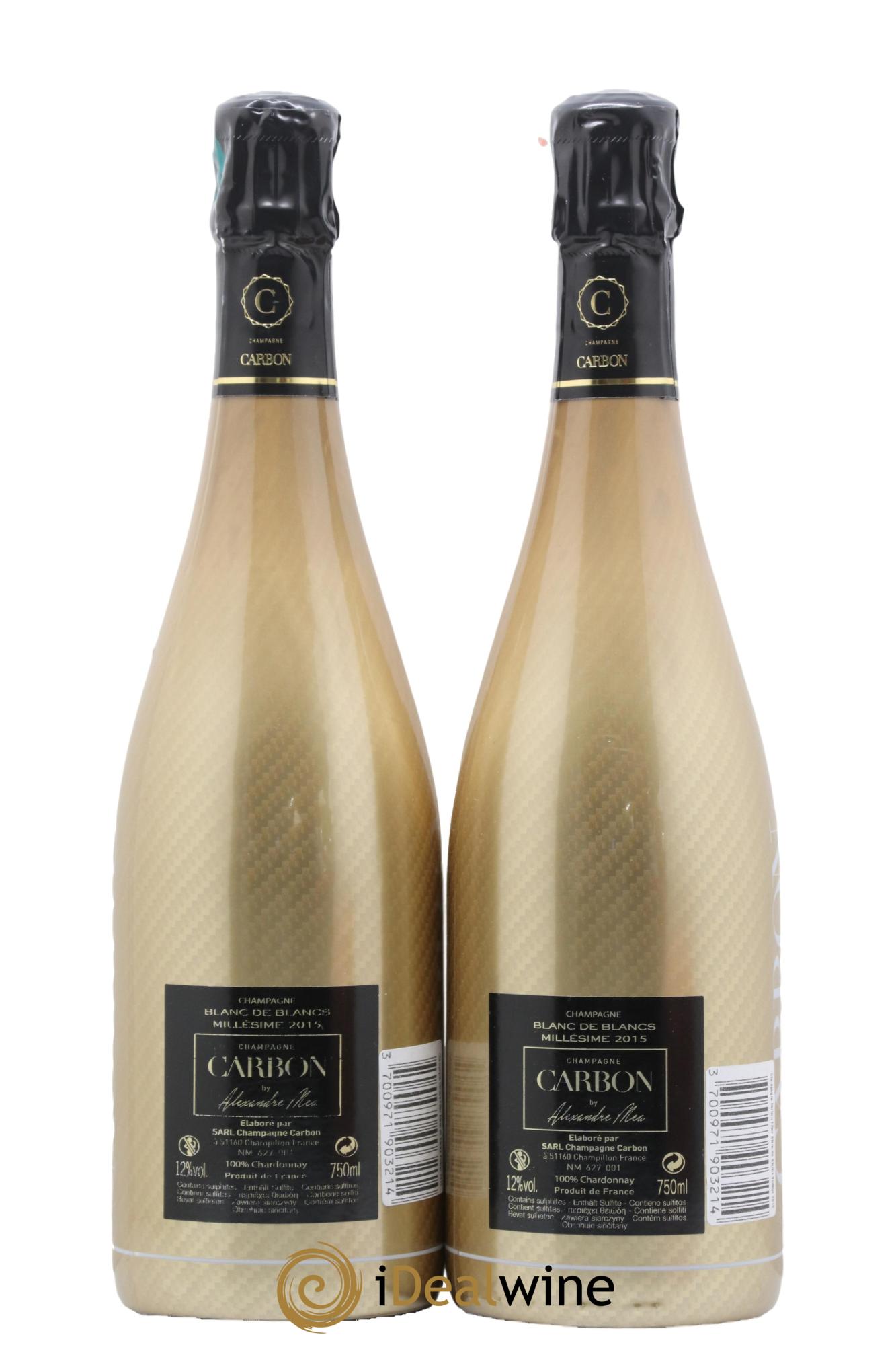 Champagne Blanc de Blancs Fiber Effect Gold Carbon 2015 - Lotto di 2 bottiglie - 1