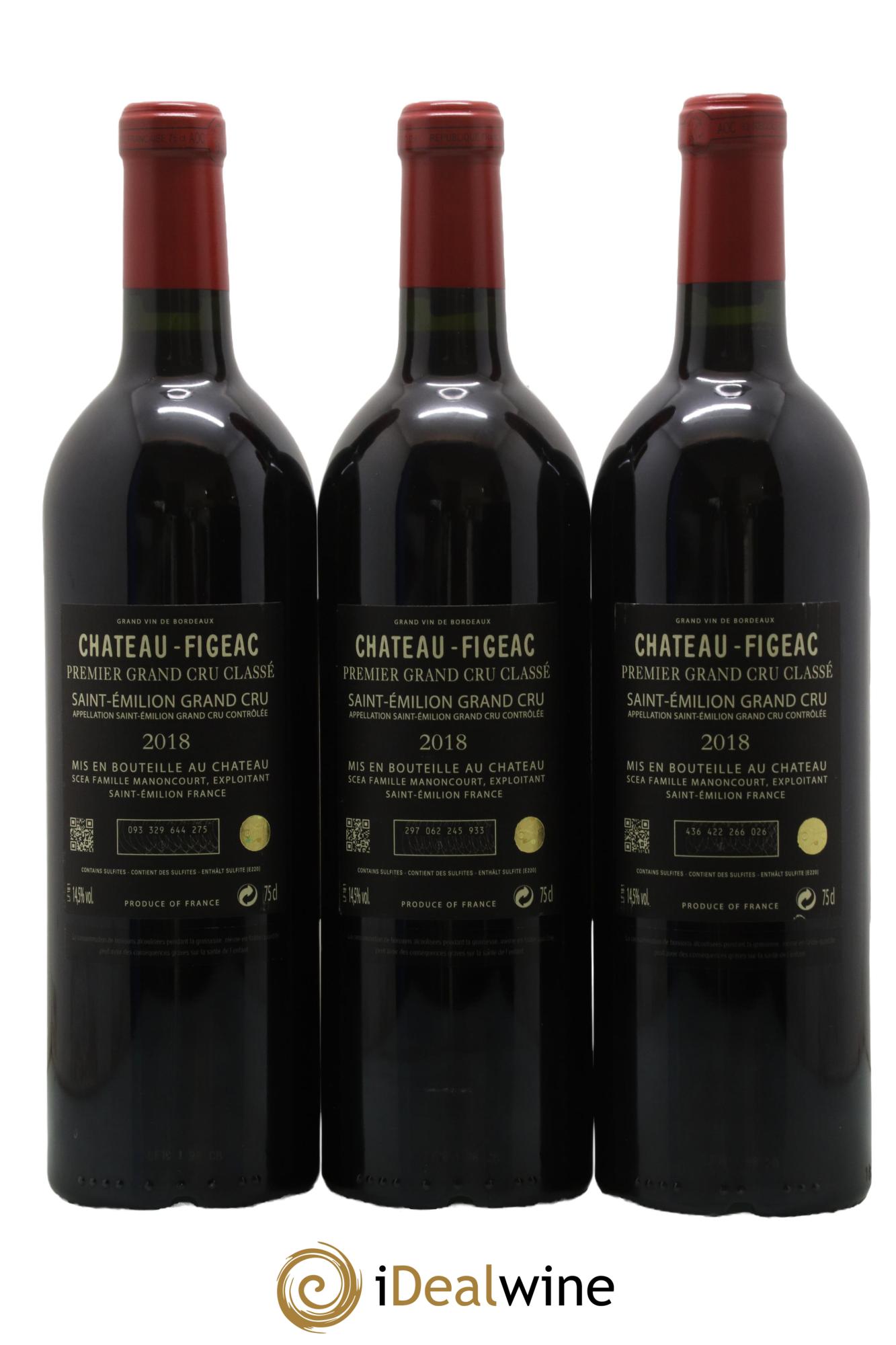 Château Figeac 1er Grand Cru Classé A 2018 - Lotto di 3 bottiglie - 1