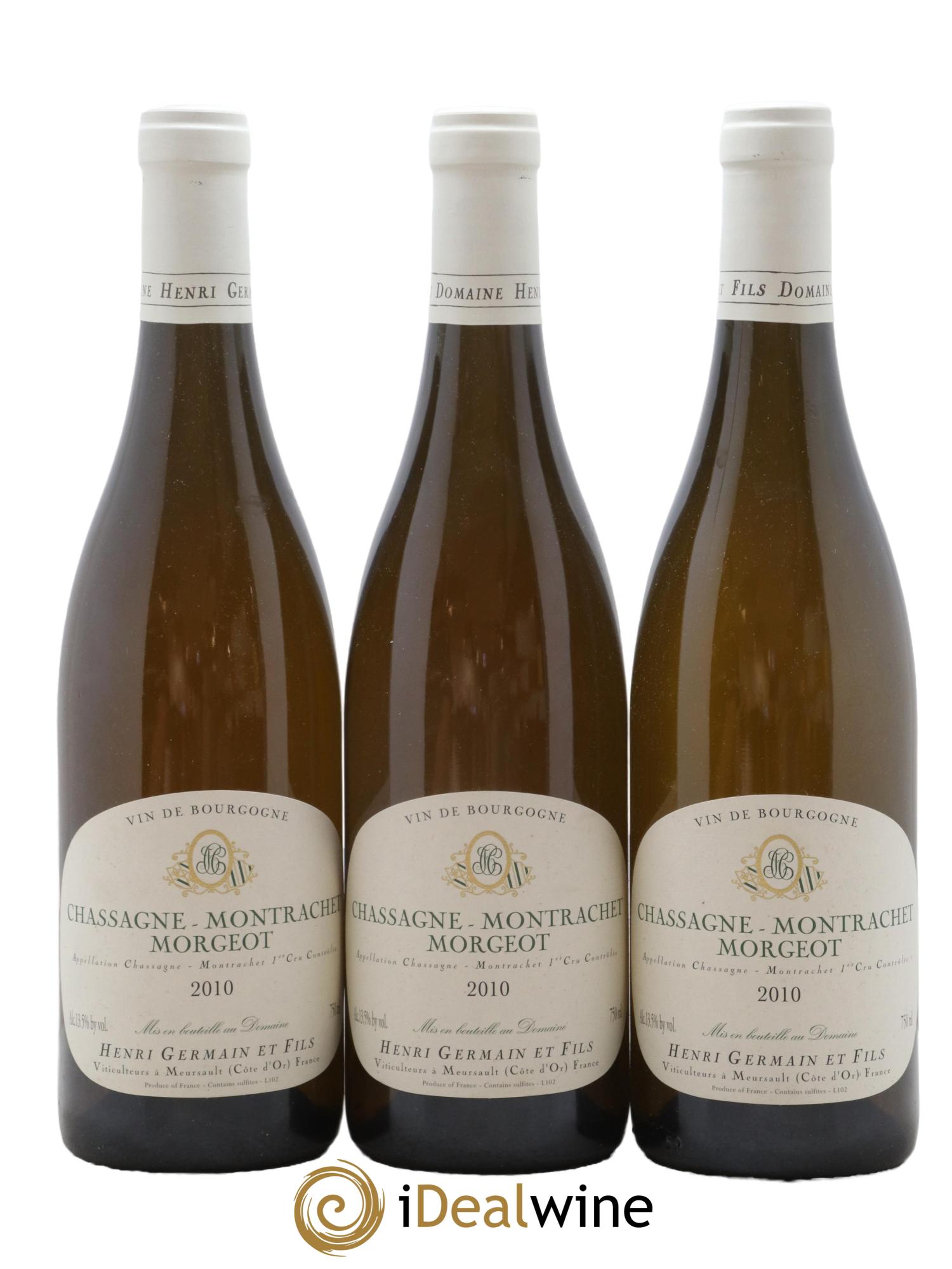 Chassagne-Montrachet 1er Cru Morgeot Henri Germain 2010 - Lot de 3 bouteilles - 0