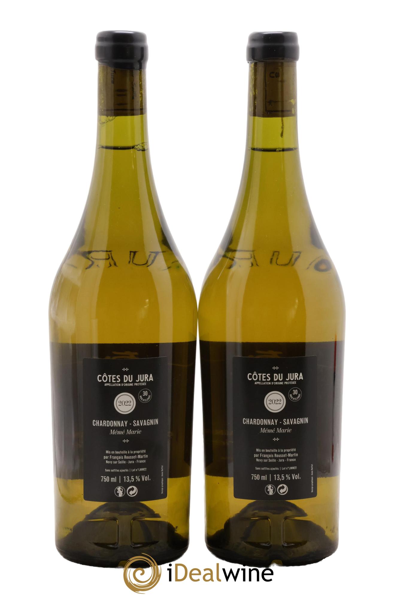 Côtes du Jura Mémé Marie François Rousset Martin 2022 - Lotto di 2 bottiglie - 1