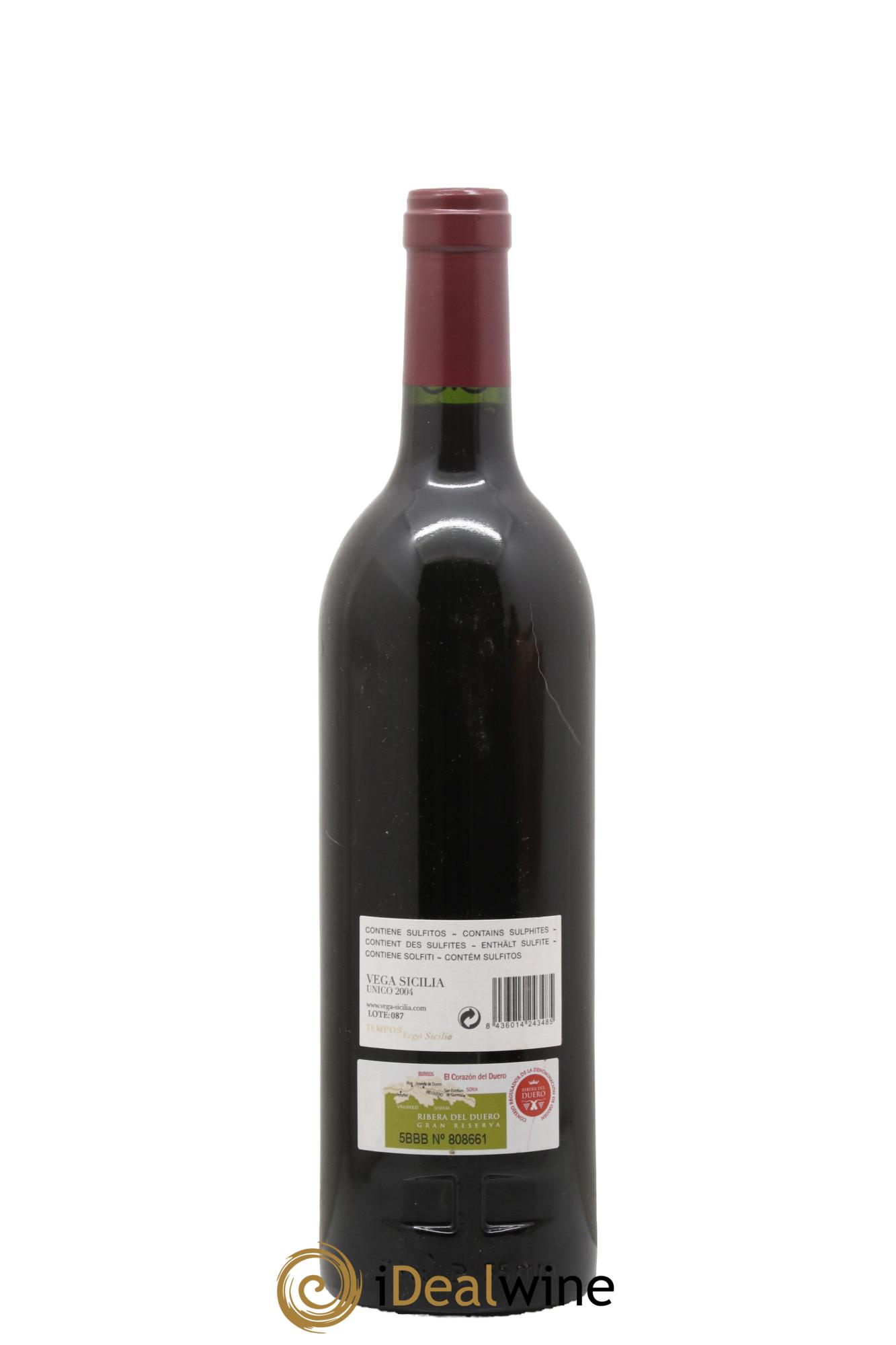 Ribera Del Duero DO Vega Sicilia Unico Famille Alvarez 2004 - Lot de 1 bouteille - 1