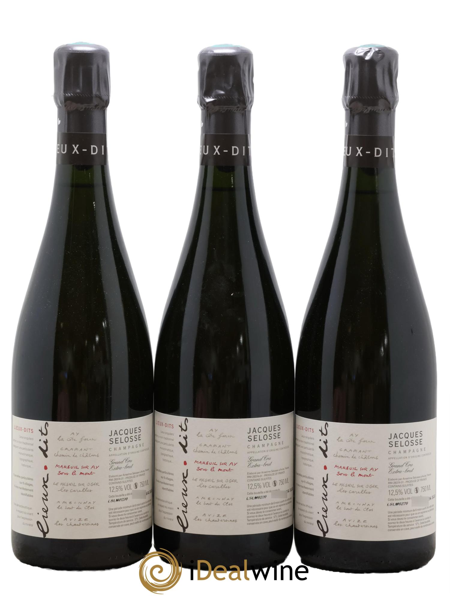 Mareuil sur Ay Sous le Mont Extra-Brut Jacques Selosse - Lot of 3 bottles - 0