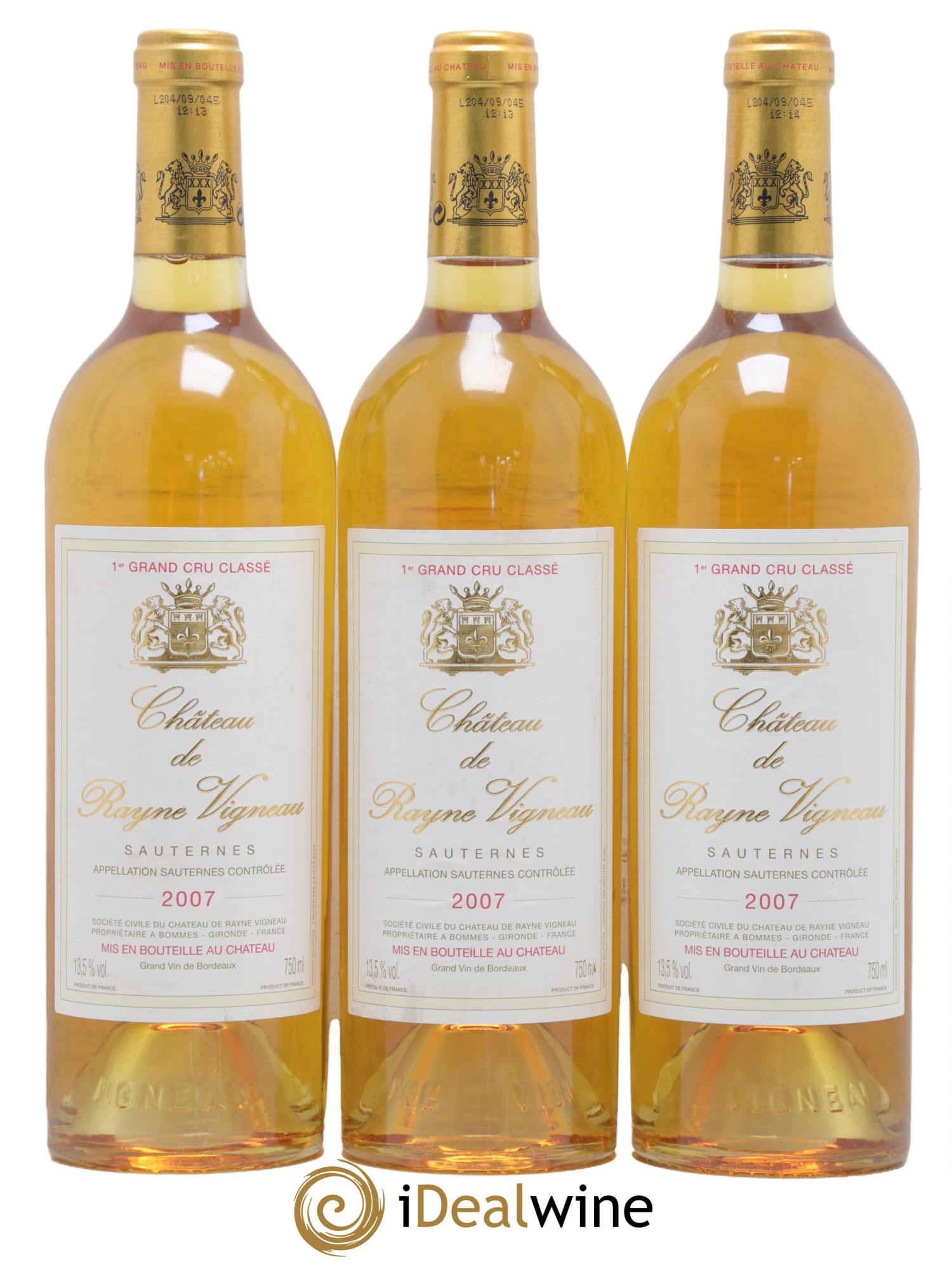 Château de Rayne Vigneau 1er Grand Cru Classé 2007 - Lotto di 3 bottiglie - 0