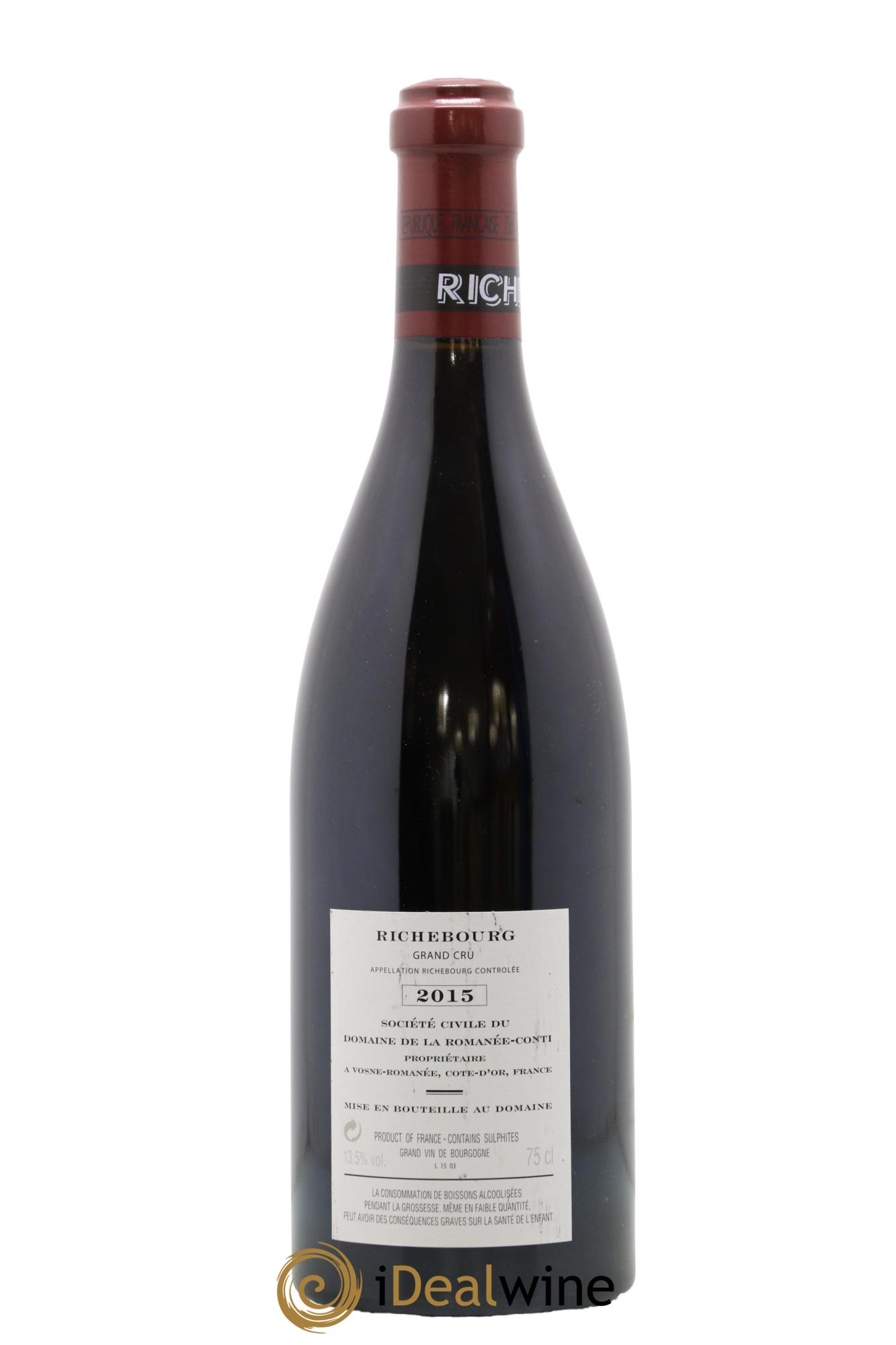 Richebourg Grand Cru Domaine de la Romanée-Conti 2015 - Lot de 1 bouteille - 1