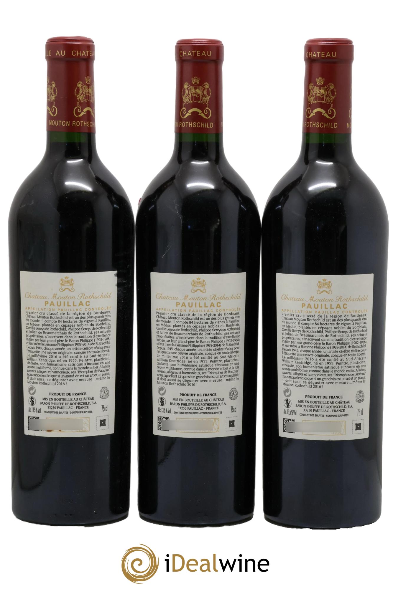 Château Mouton Rothschild 1er Grand Cru Classé 2016 - Lot of 3 bottles - 1
