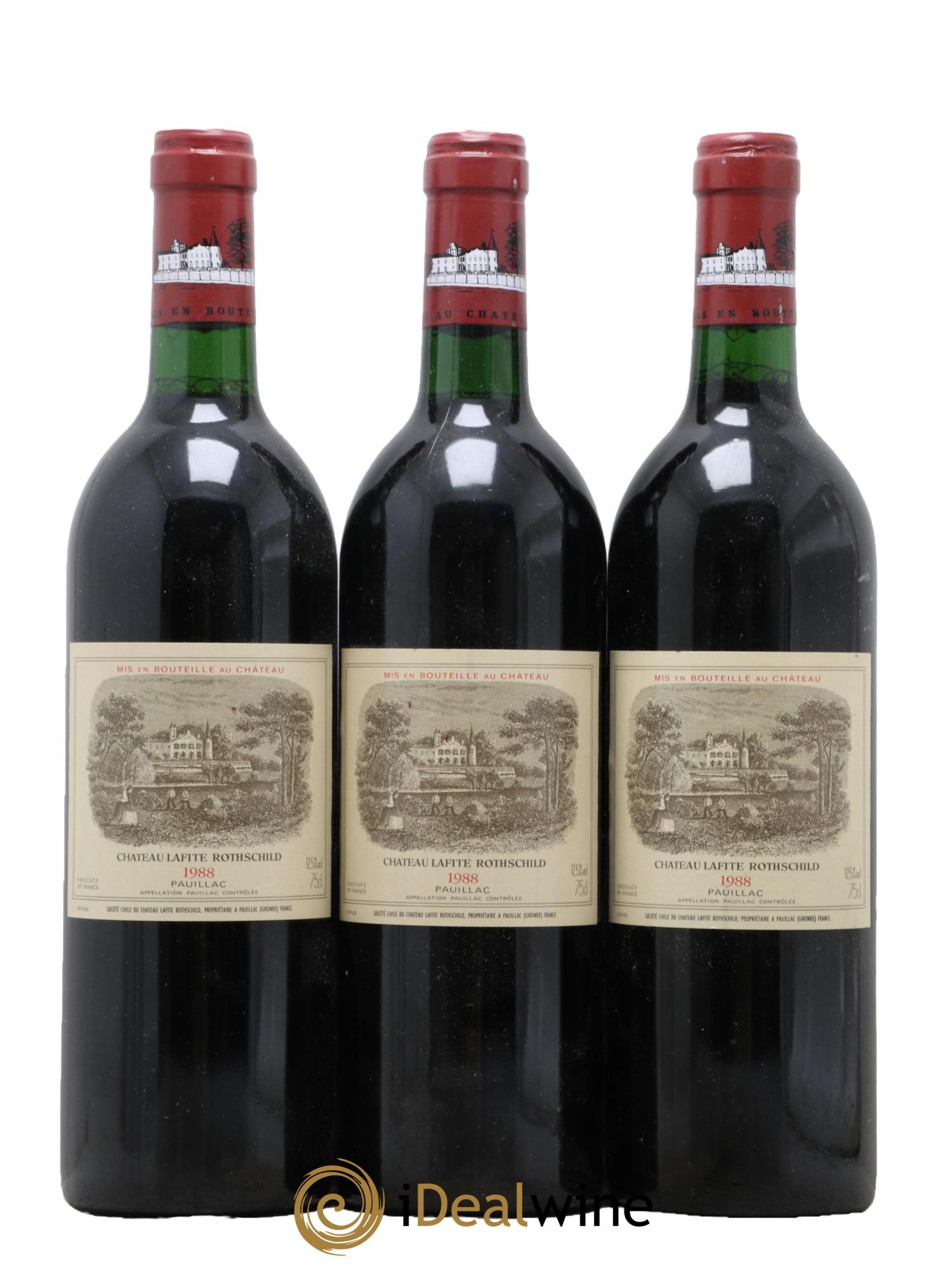 Château Lafite Rothschild 1er Grand Cru Classé 1988 - Lot de 3 bouteilles - 0