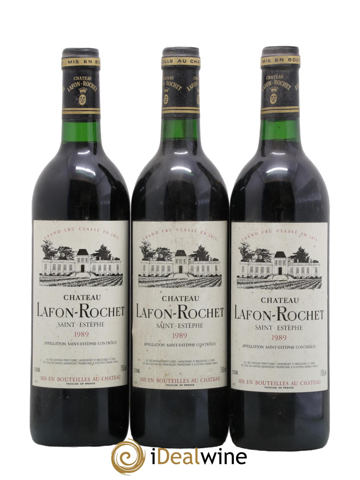 Château Lafon Rochet 4ème Grand Cru Classé 1989 - Lot de 3 bouteilles - 0